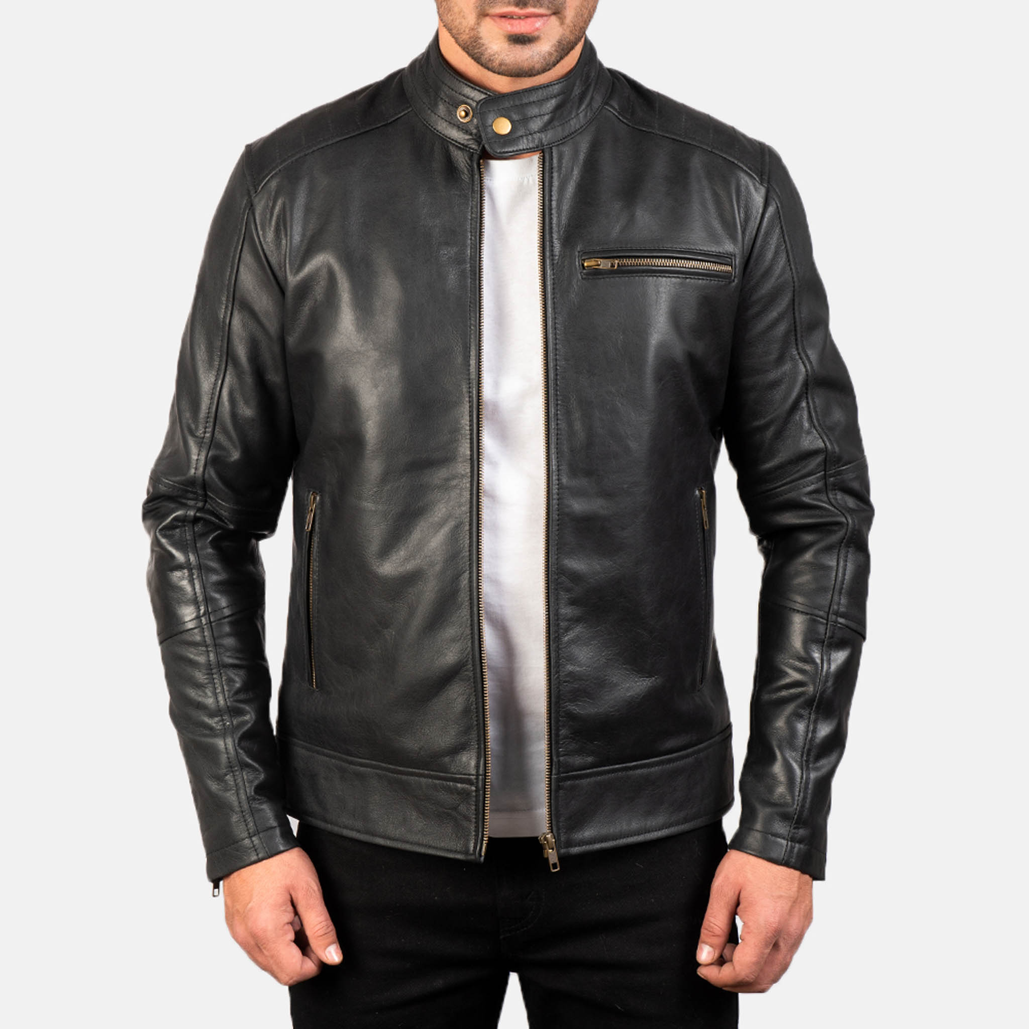 Classic Black Leather Biker Jacket - Premium Motorcycle Style