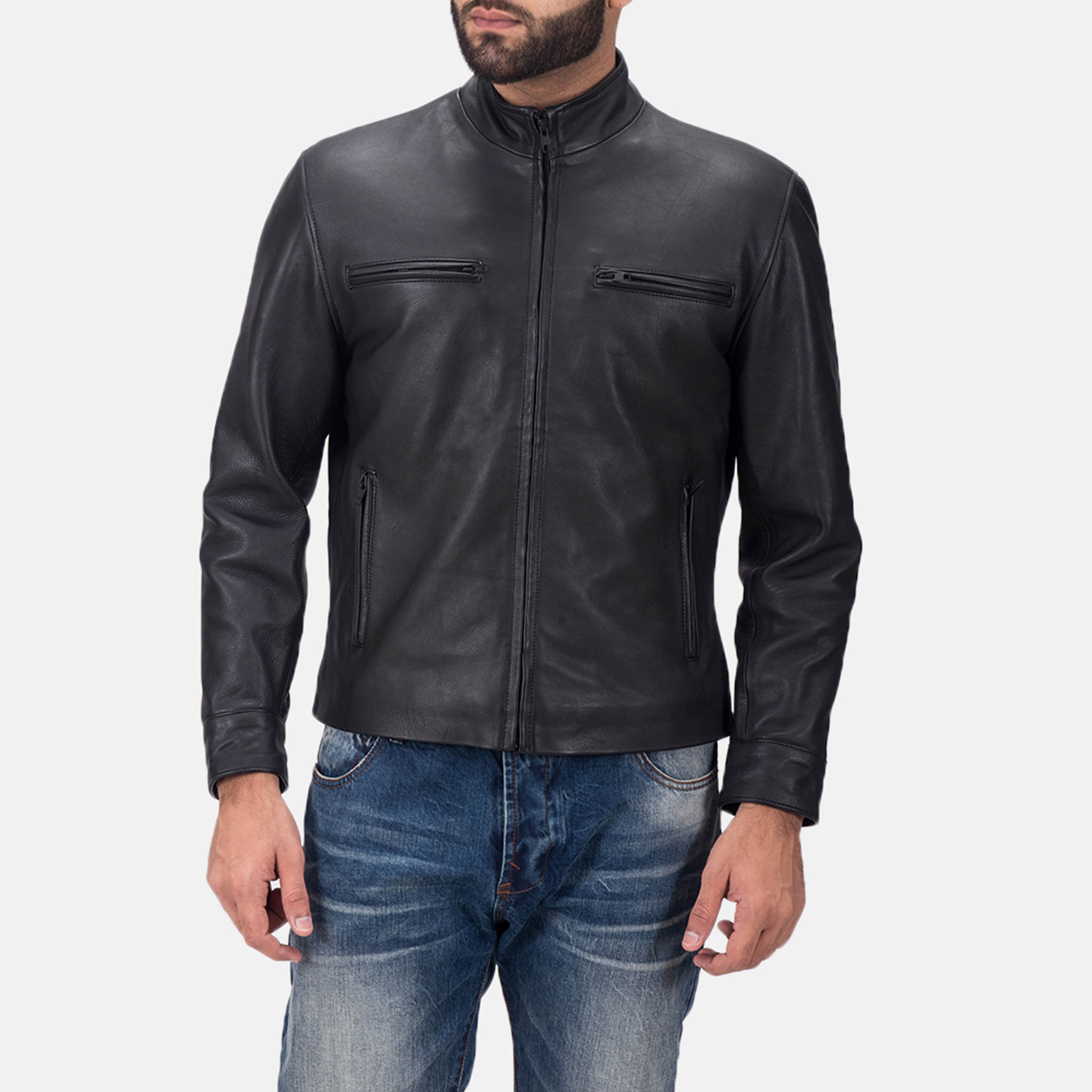 Eretaus Matte Black Leather Biker Jacket – Premium Quality