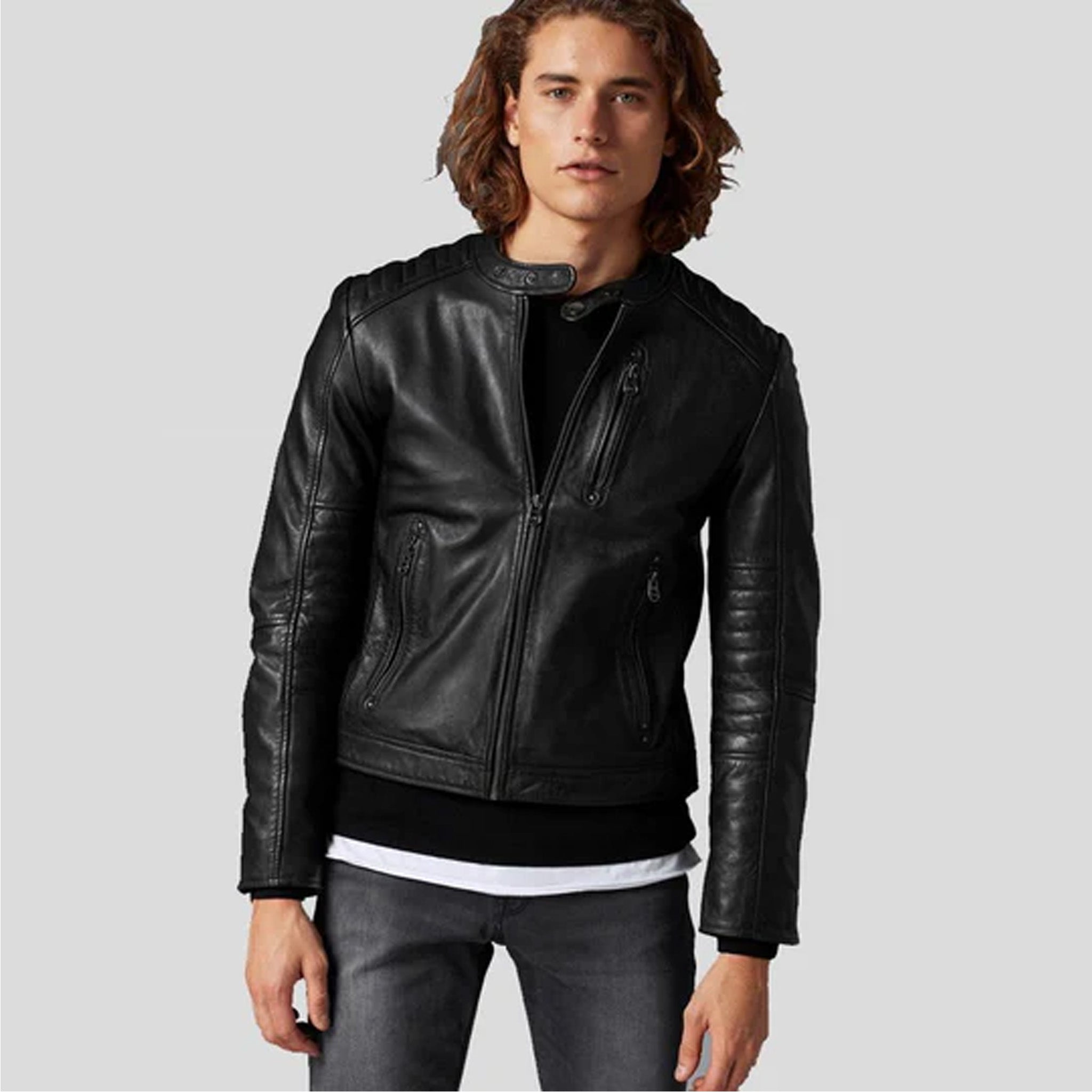 Jax Black Slim Fit Biker Leather Jacket