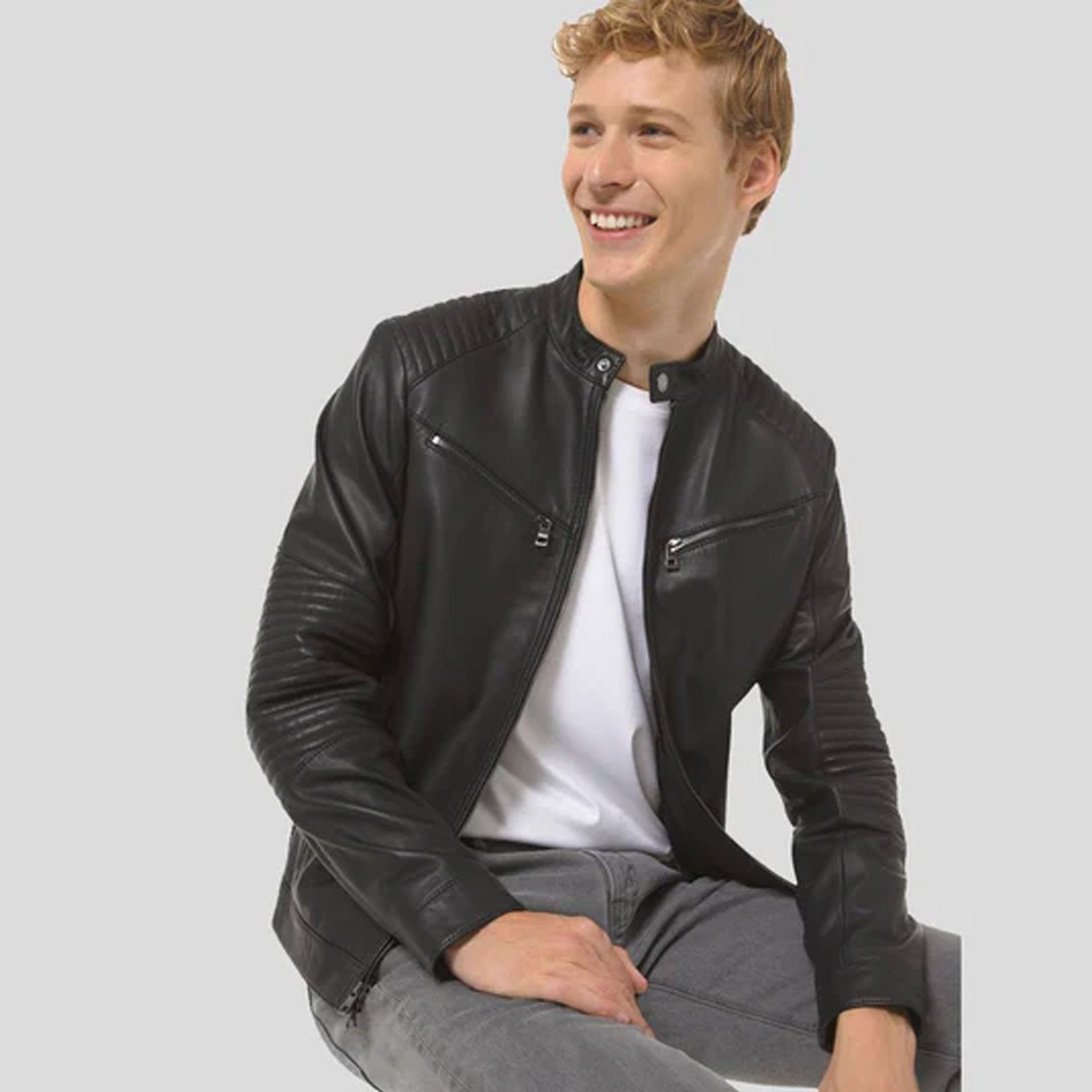 Clayborn Black Café Racer Leather Jacket