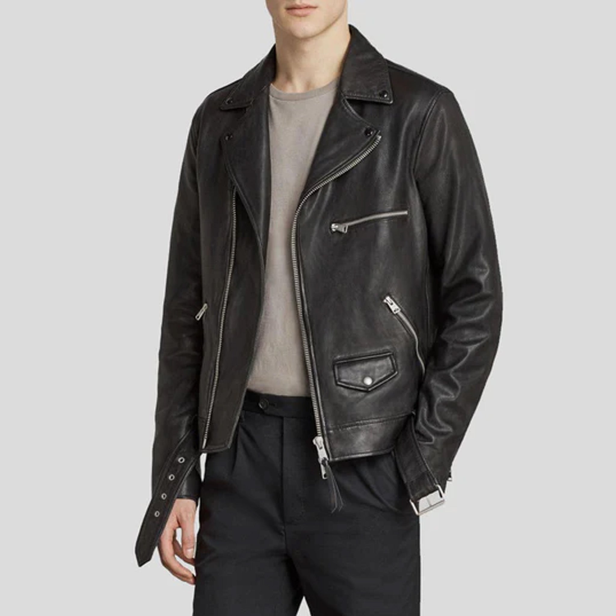 Carter Black Motorcycle Leather Jacket