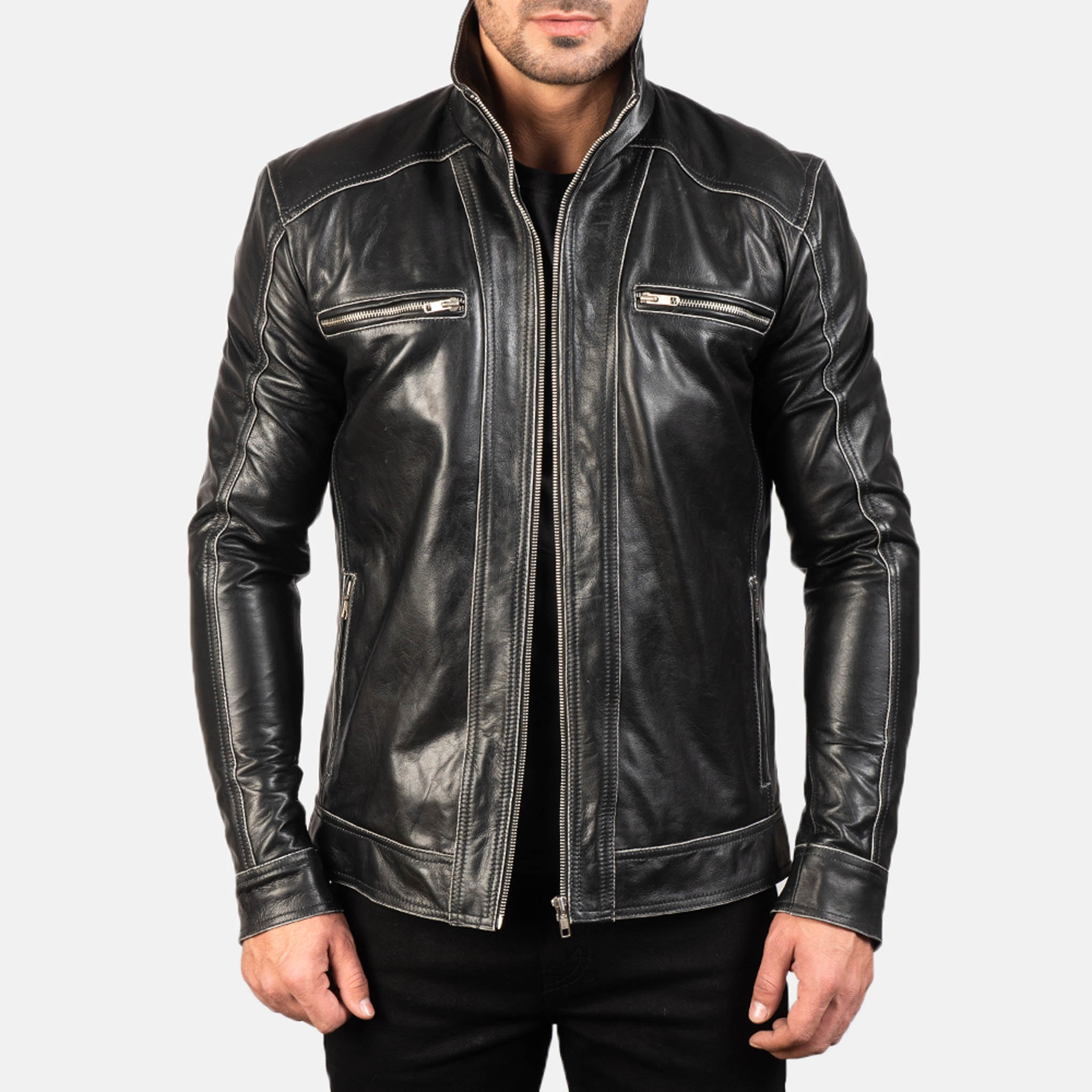 Grayson Leather Jacket – Premium Black Leather Sleek Biker Style