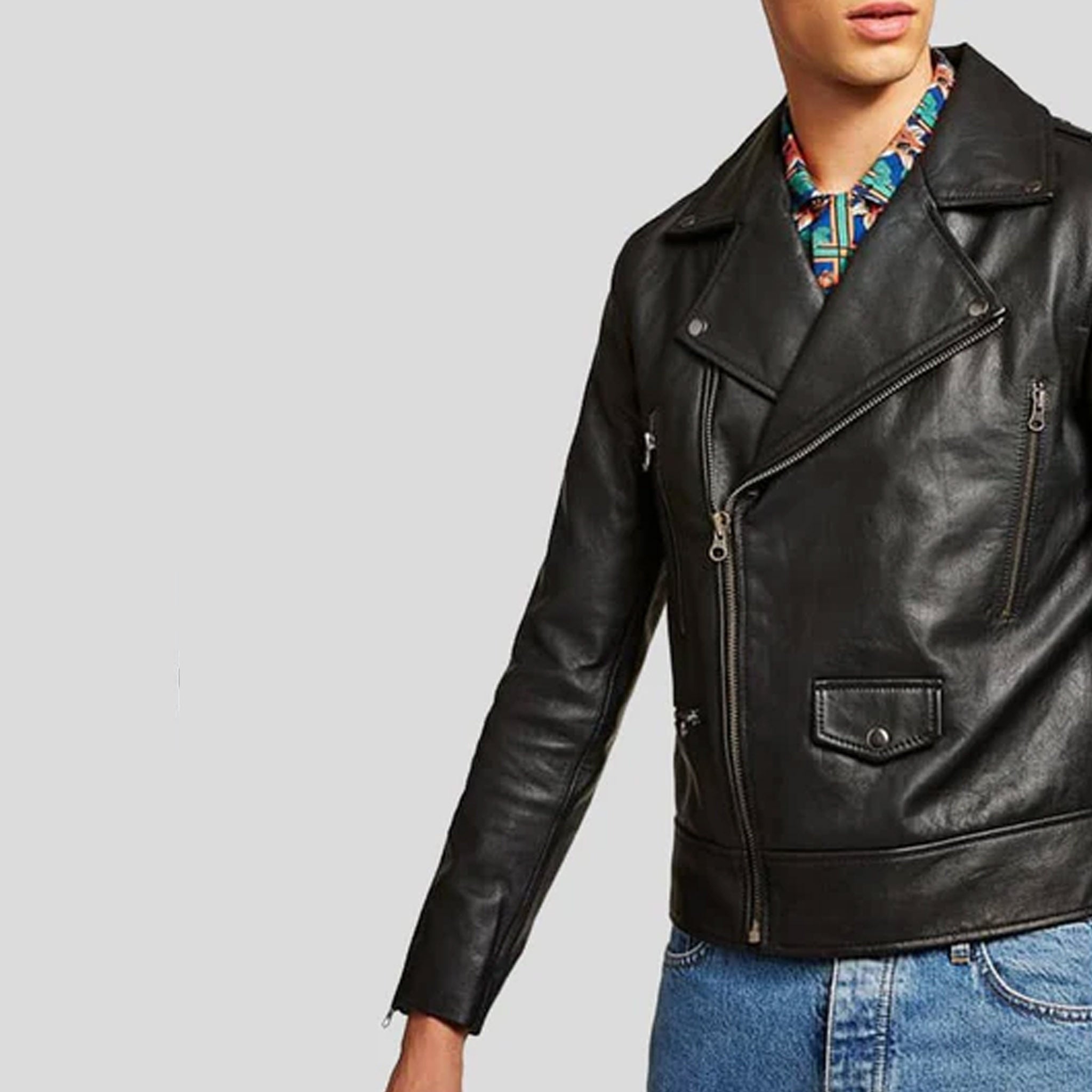 Ashton Black Leather Biker Jacket