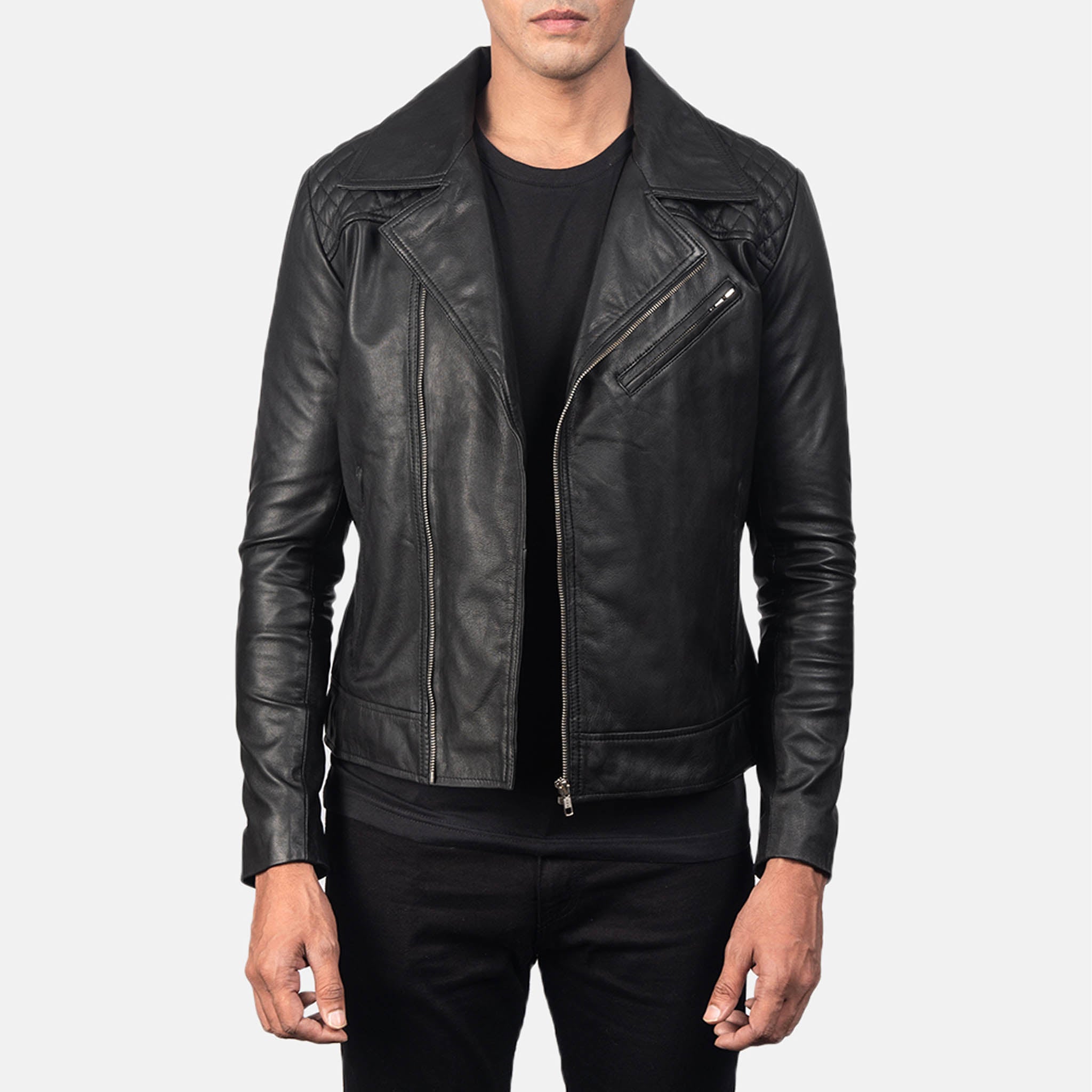 Legacy Black Leather Jacket – Bold Biker Style with Quilted