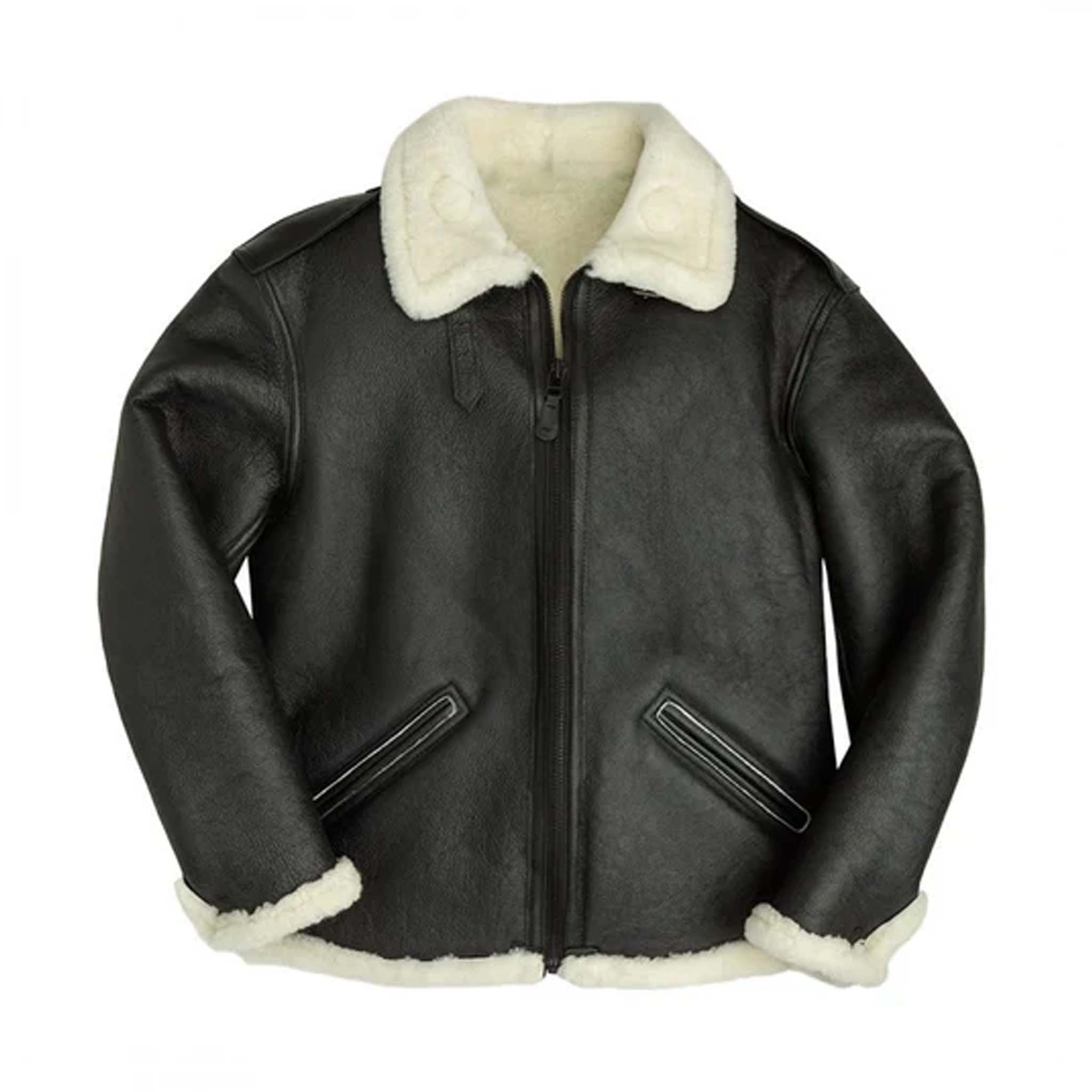 Thryne B6 Black Sheepskin Jacket - Men’s Shearling Aviator Leather Bomber Coat