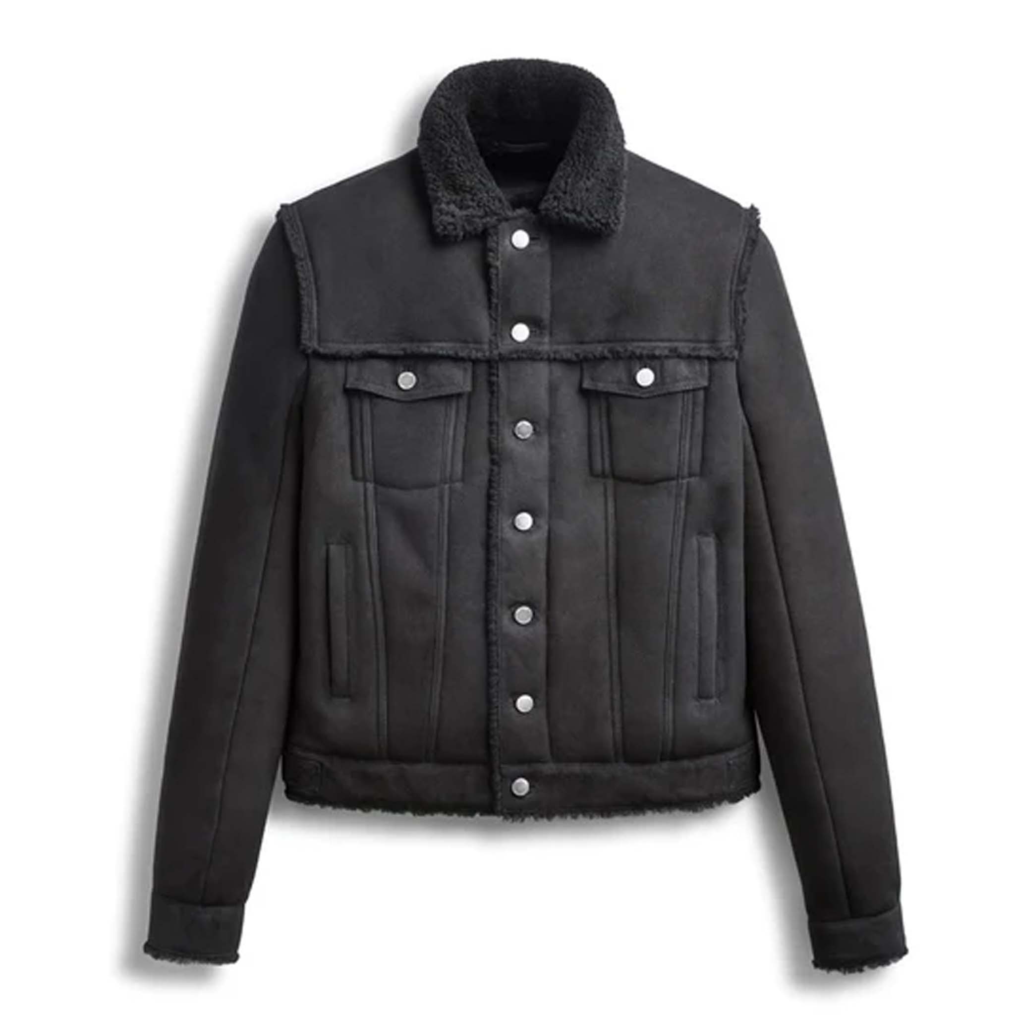 Axion Black Shearling Leather Jacket