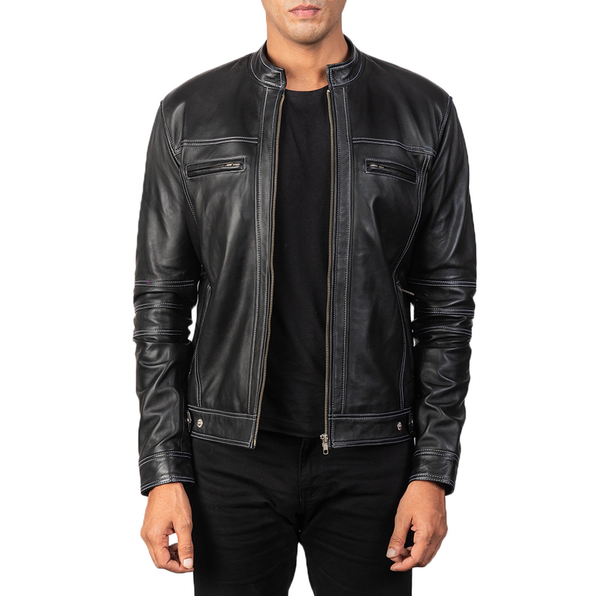 Youth Black Leather Biker Jacket – Customizable with Patches & Tailored Fit