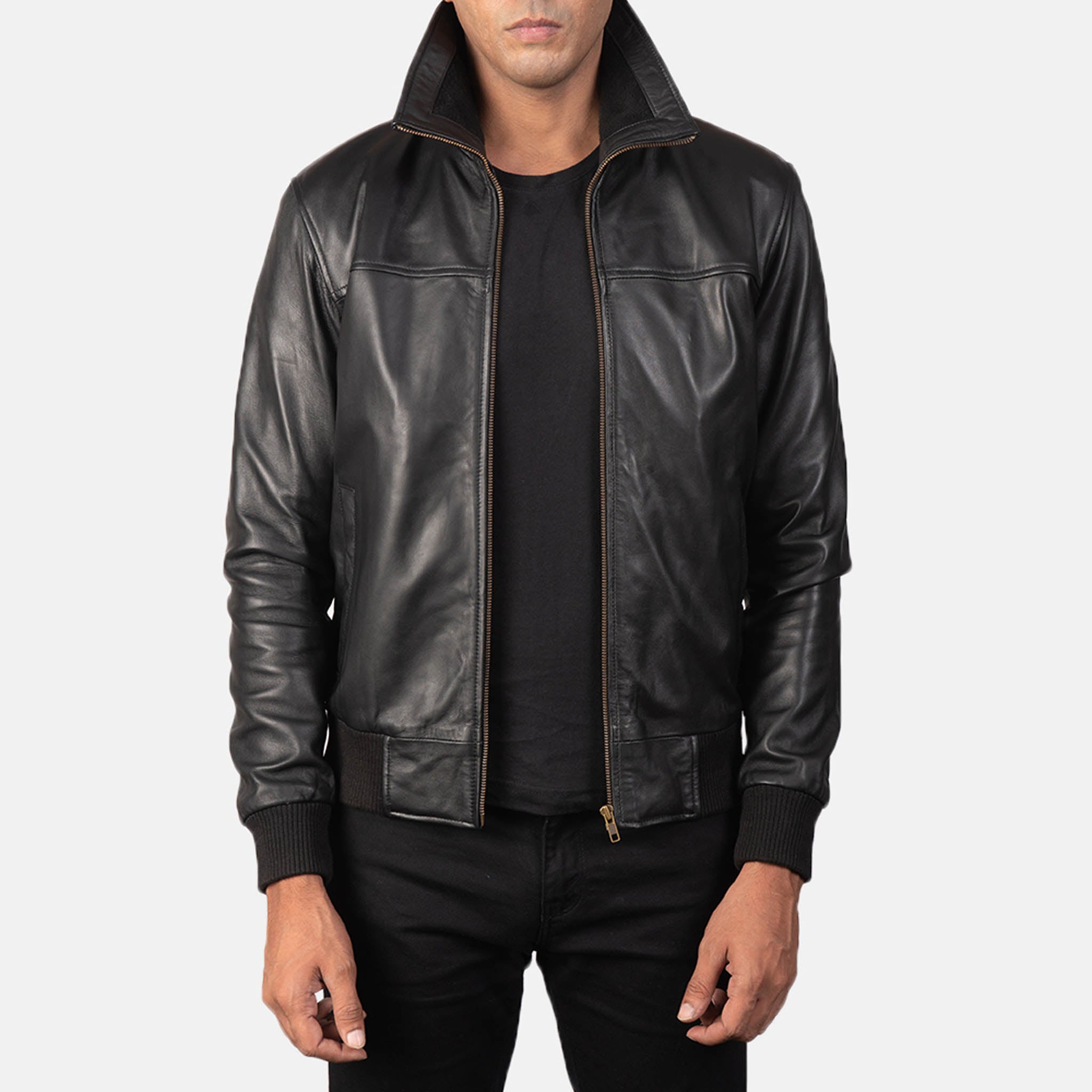 Air Rolv Bomber Jacket – Premium Black Leather, Effortless Style