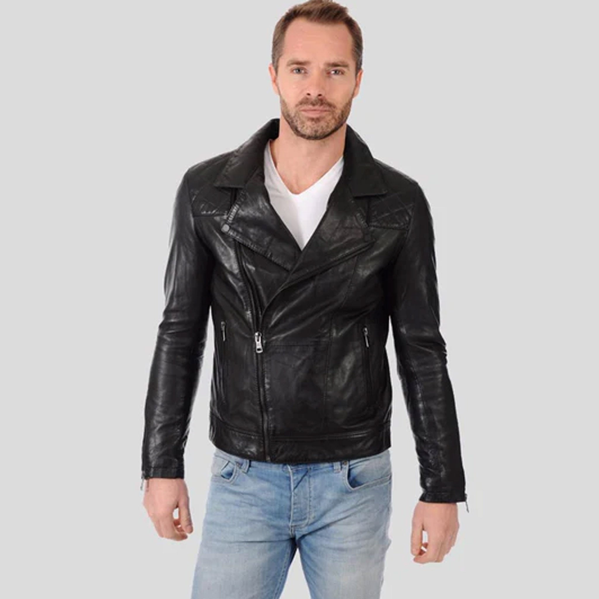 Albert Black Biker Leather Jacket