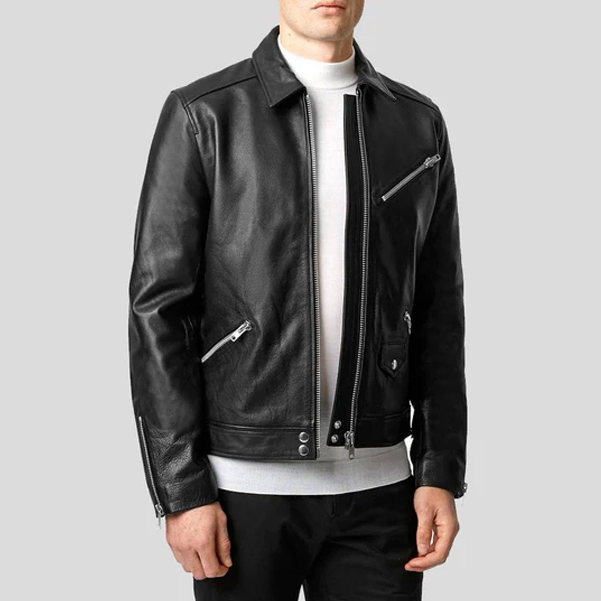 Brody Black Motorcycle Leather Jacket