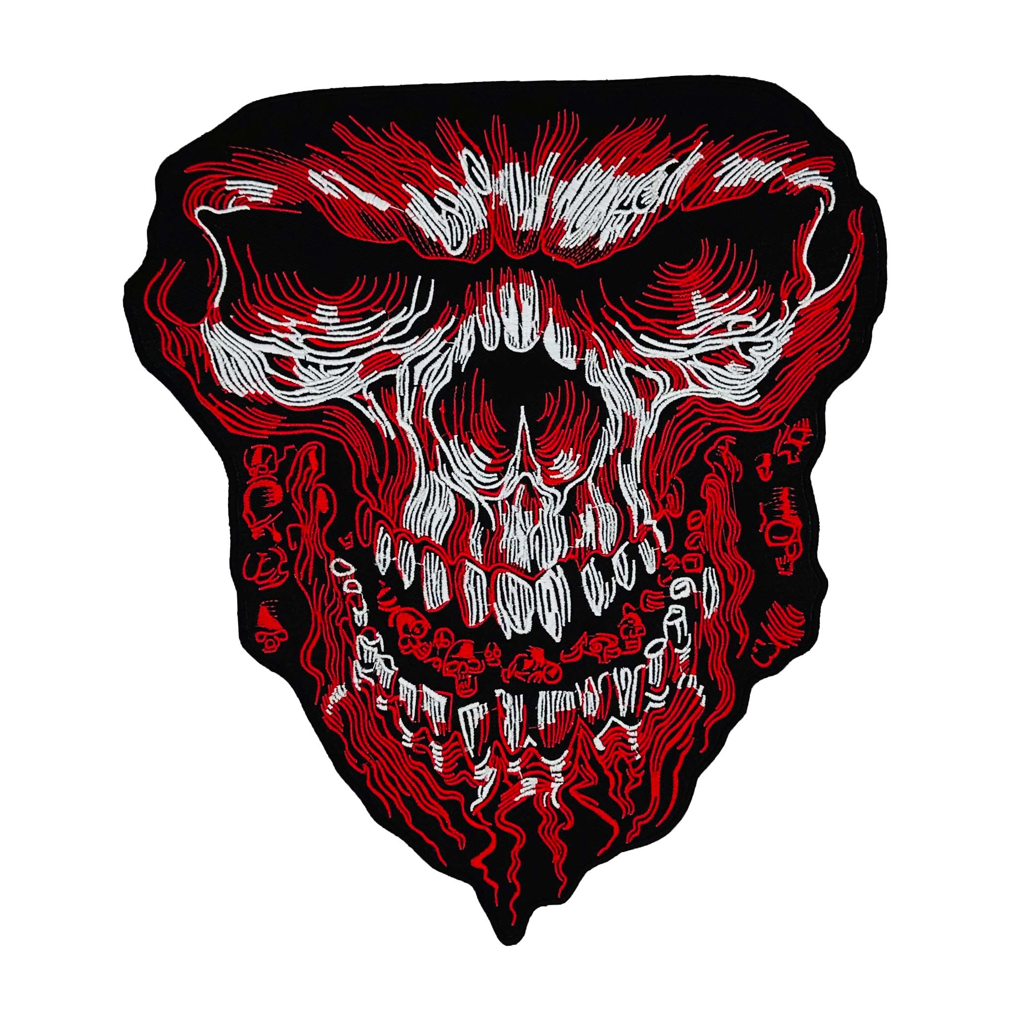 Bloody Skull Head Embroidered 12-Inch Large Motorcycle Jacket Back Patch