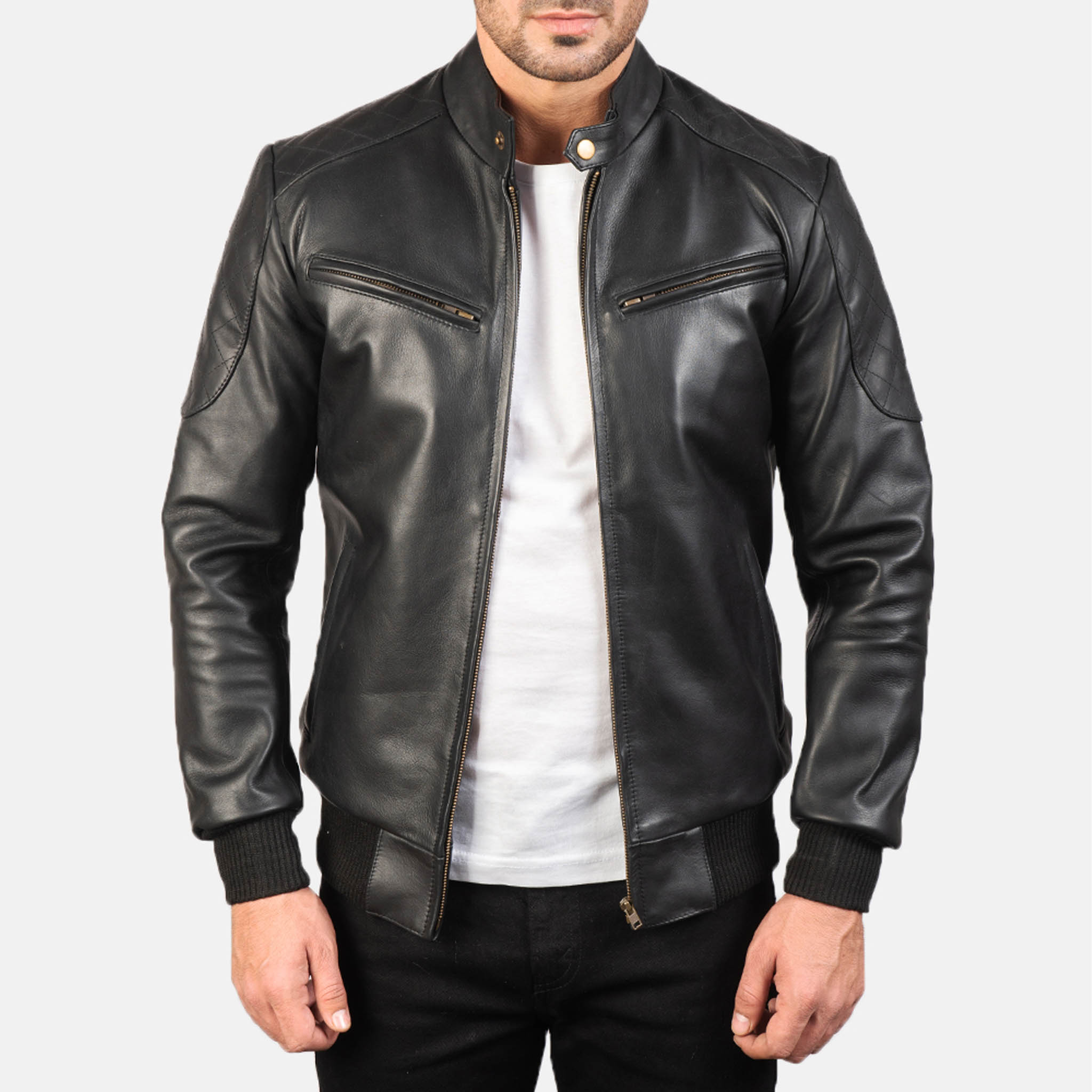 Daisy Bomber Jacket in Black Leather – Versatile & Elegant Fashion Staple