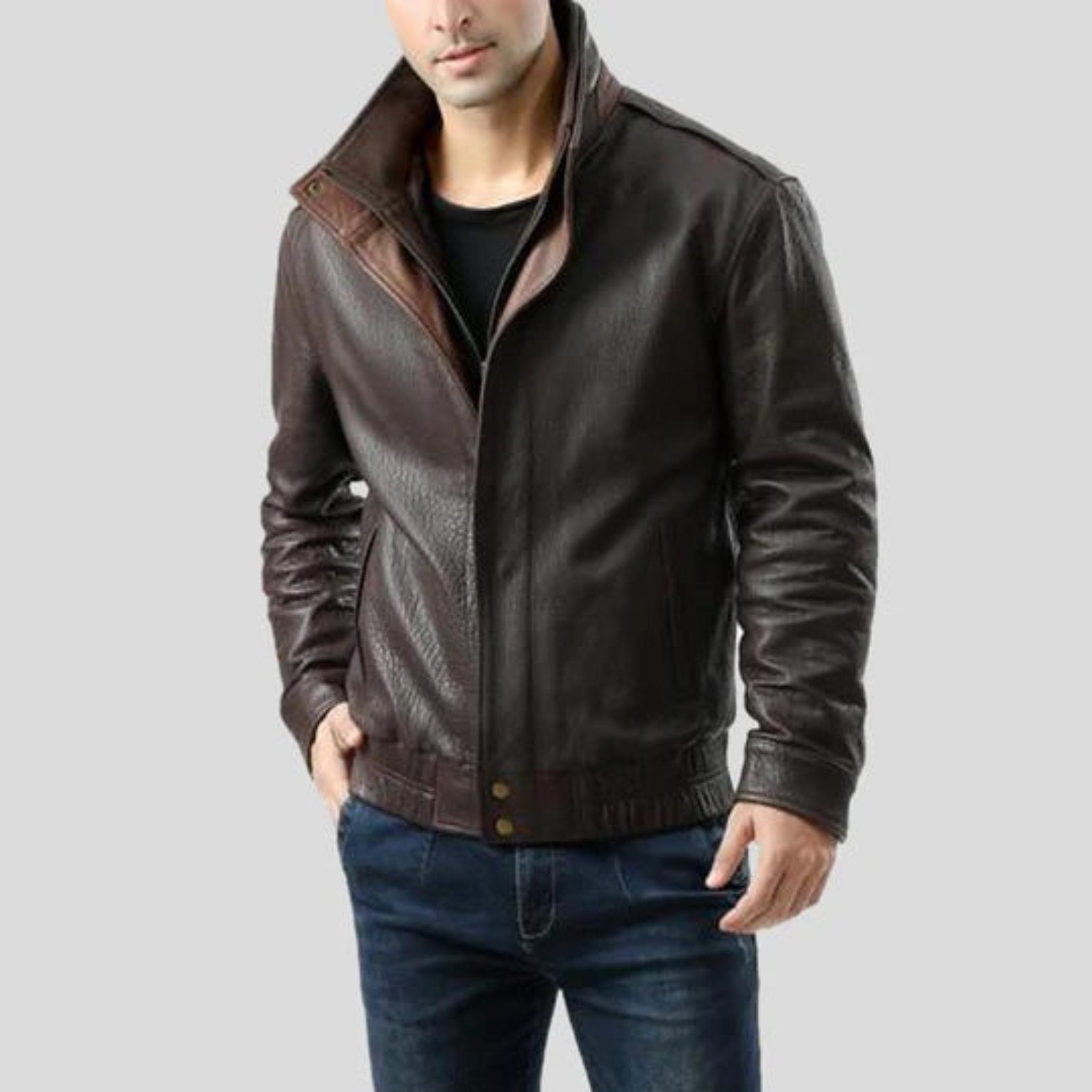 Spinx Brown Bomber Leather Jacket