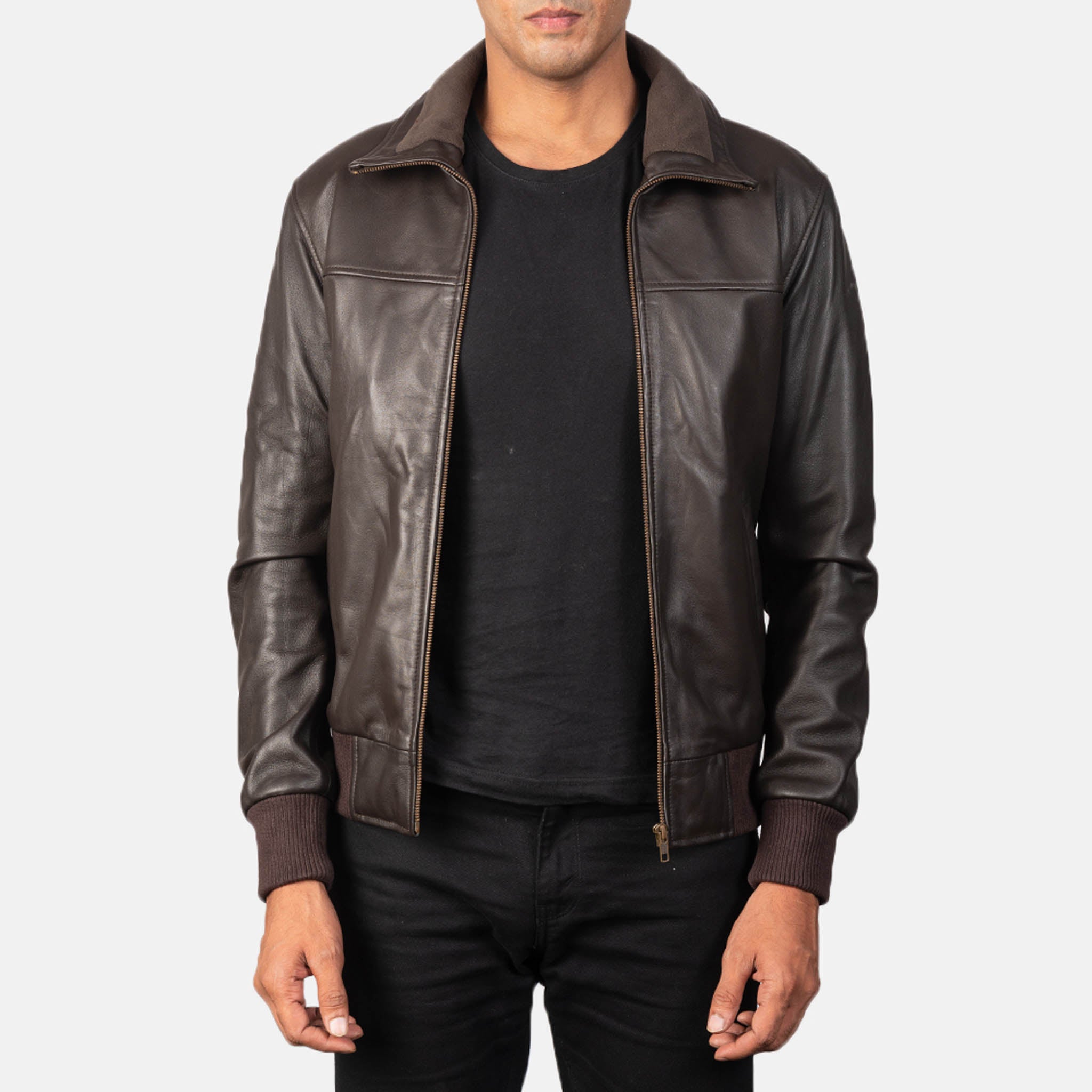 Air Rolv Bomber Jacket – Premium Brown Leather, Effortless Style