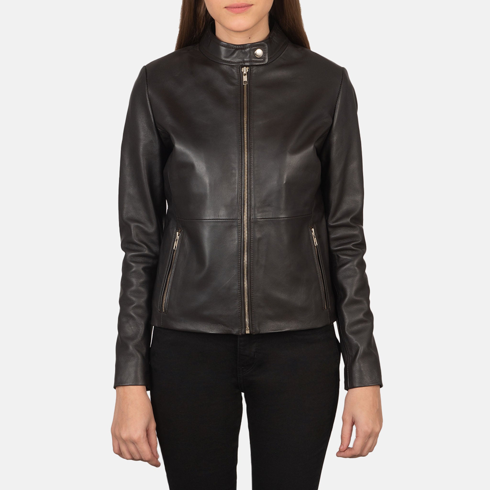 Raine Brown Leather Biker Jacket – Classic Style with Customizable Patches