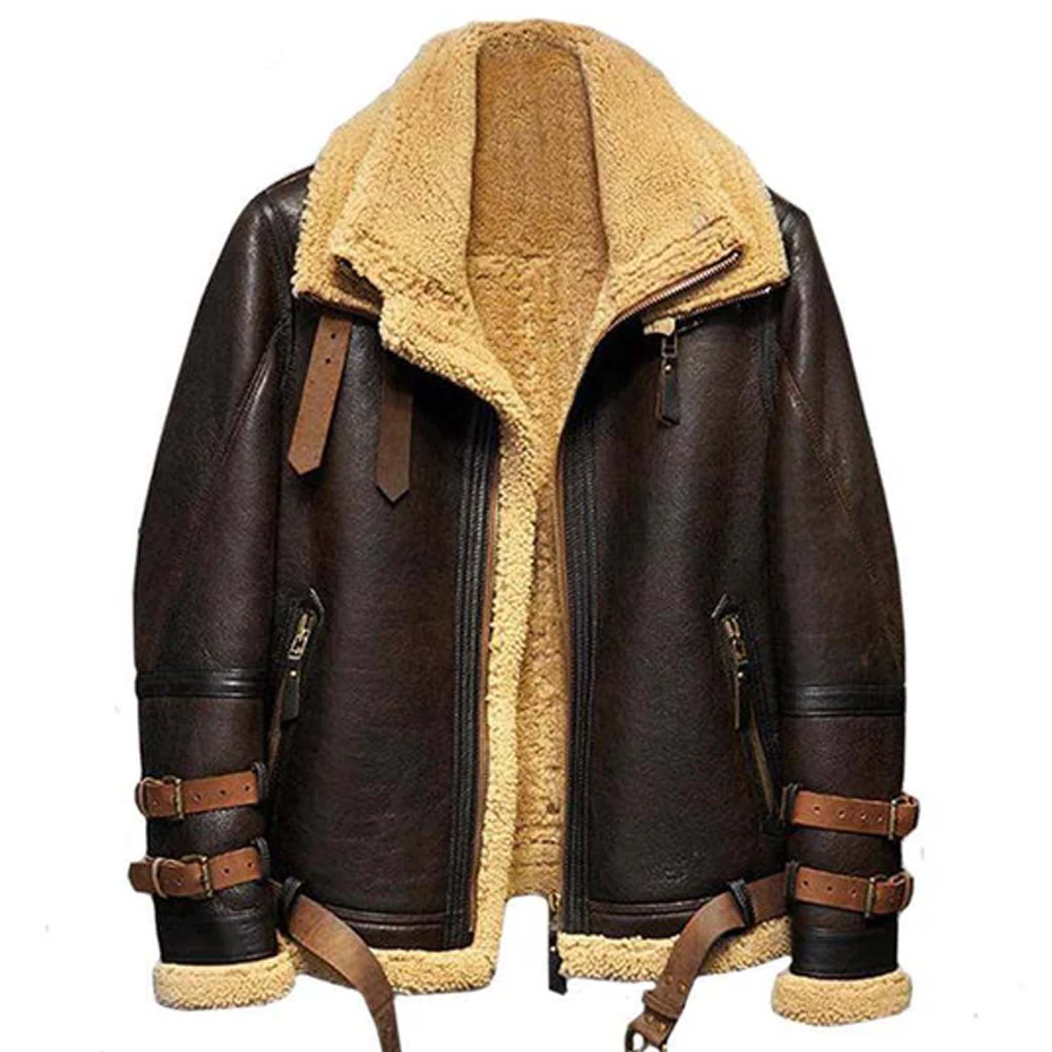 Luxen RAF B3 Sheepskin Jacket - Aviator Shearling Fur Leather Flight Coat