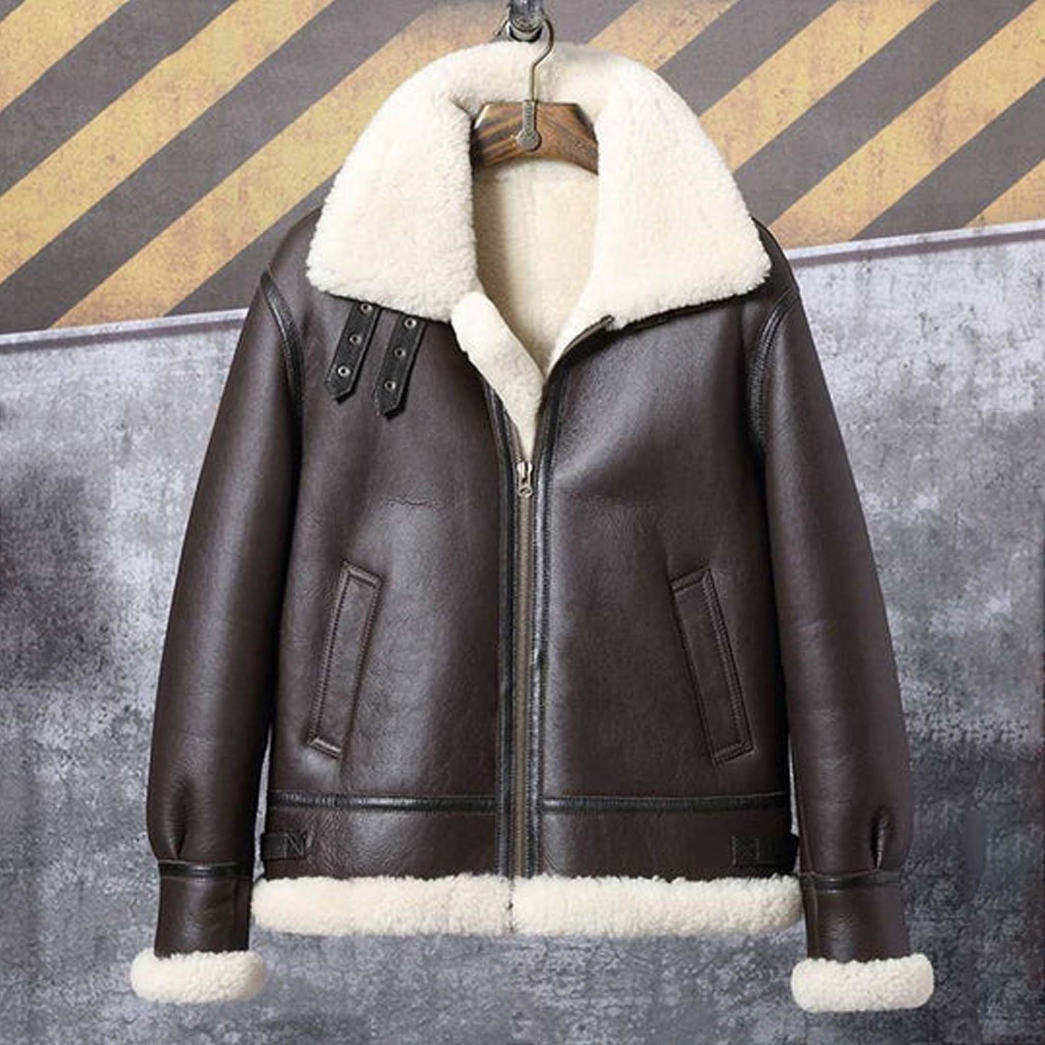 Silvara B3 RAF Aviator Jacket - Brown Shearling Bomber Sheepskin Leather Coat