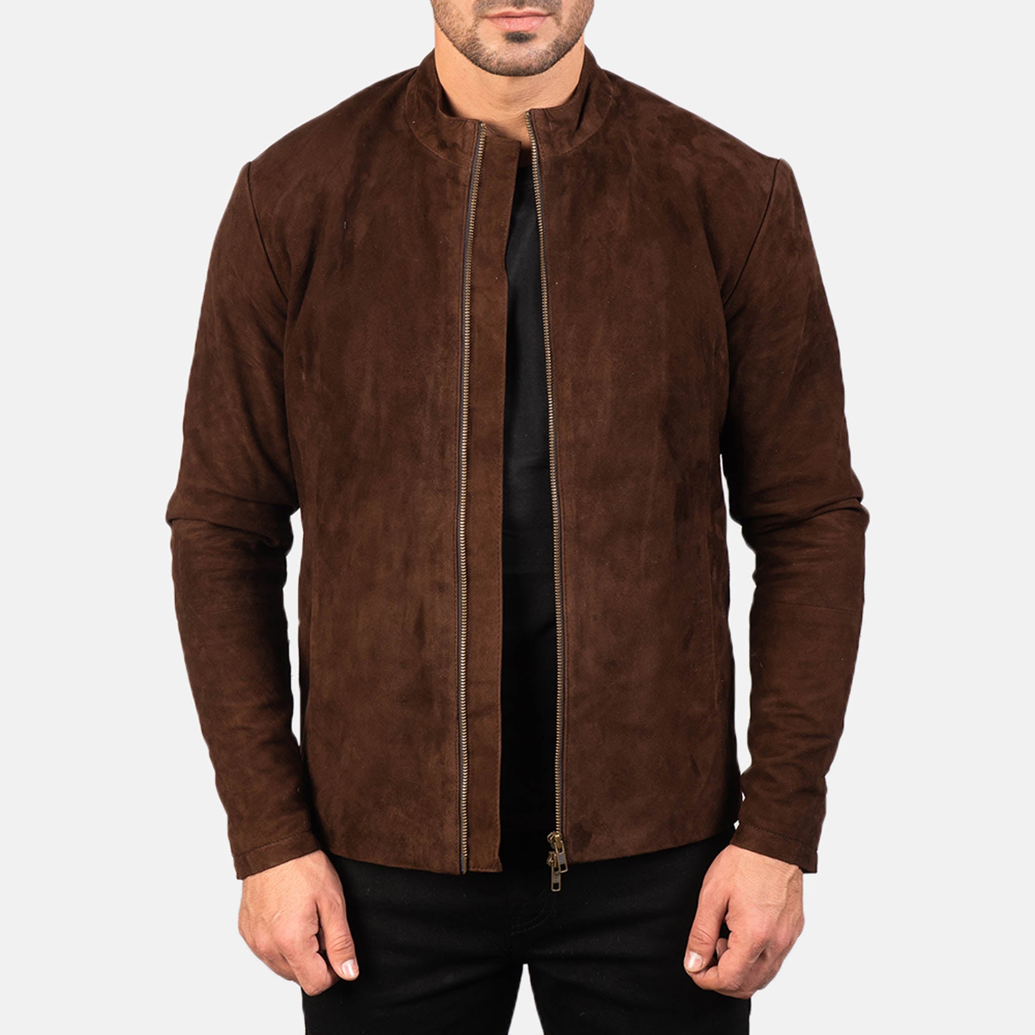 Chromatic Brown Suede Leather Biker Jacket – Stylish and Premium Design