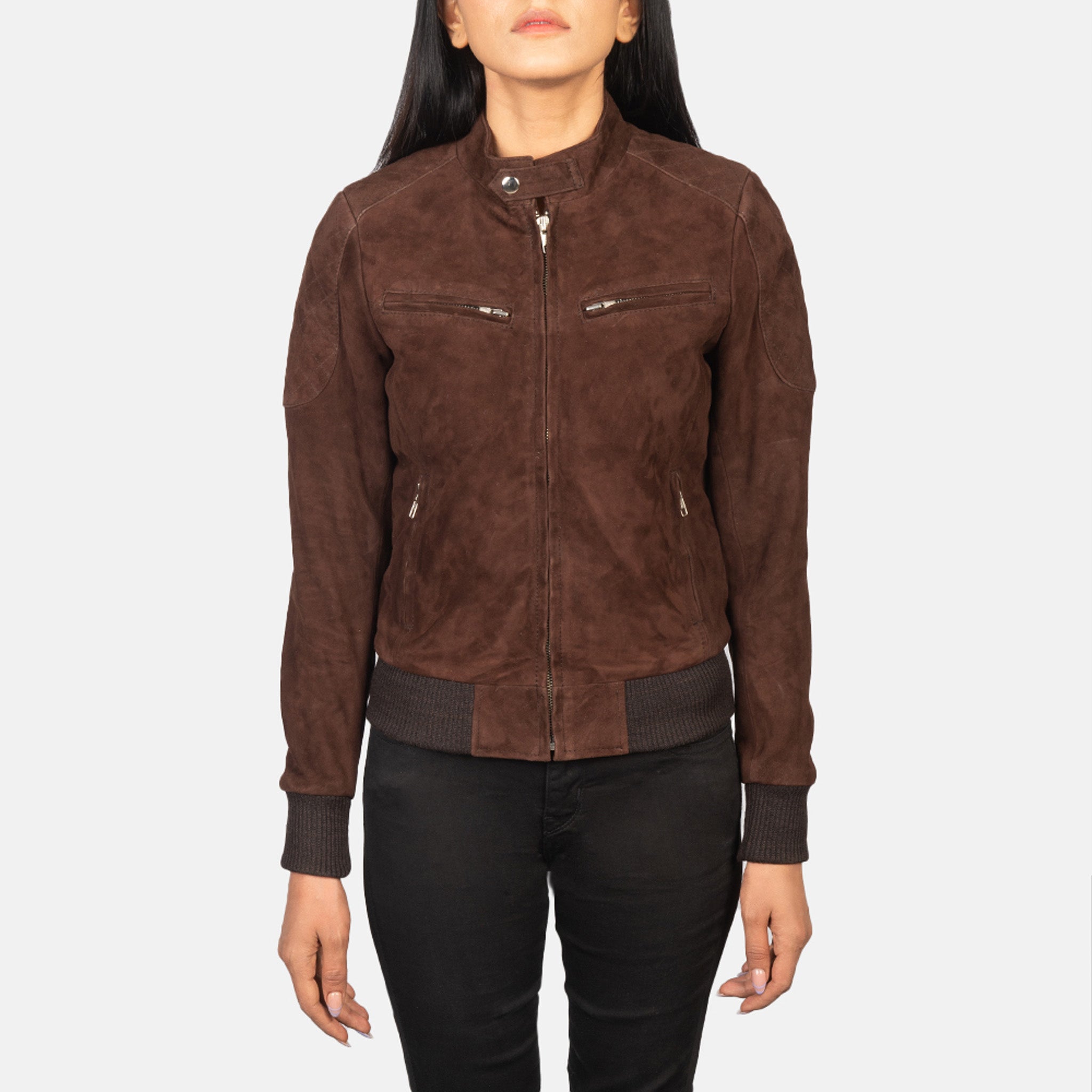 Nova Suede Bomber Jacket - Women's Stylish Suede Biker Jacket