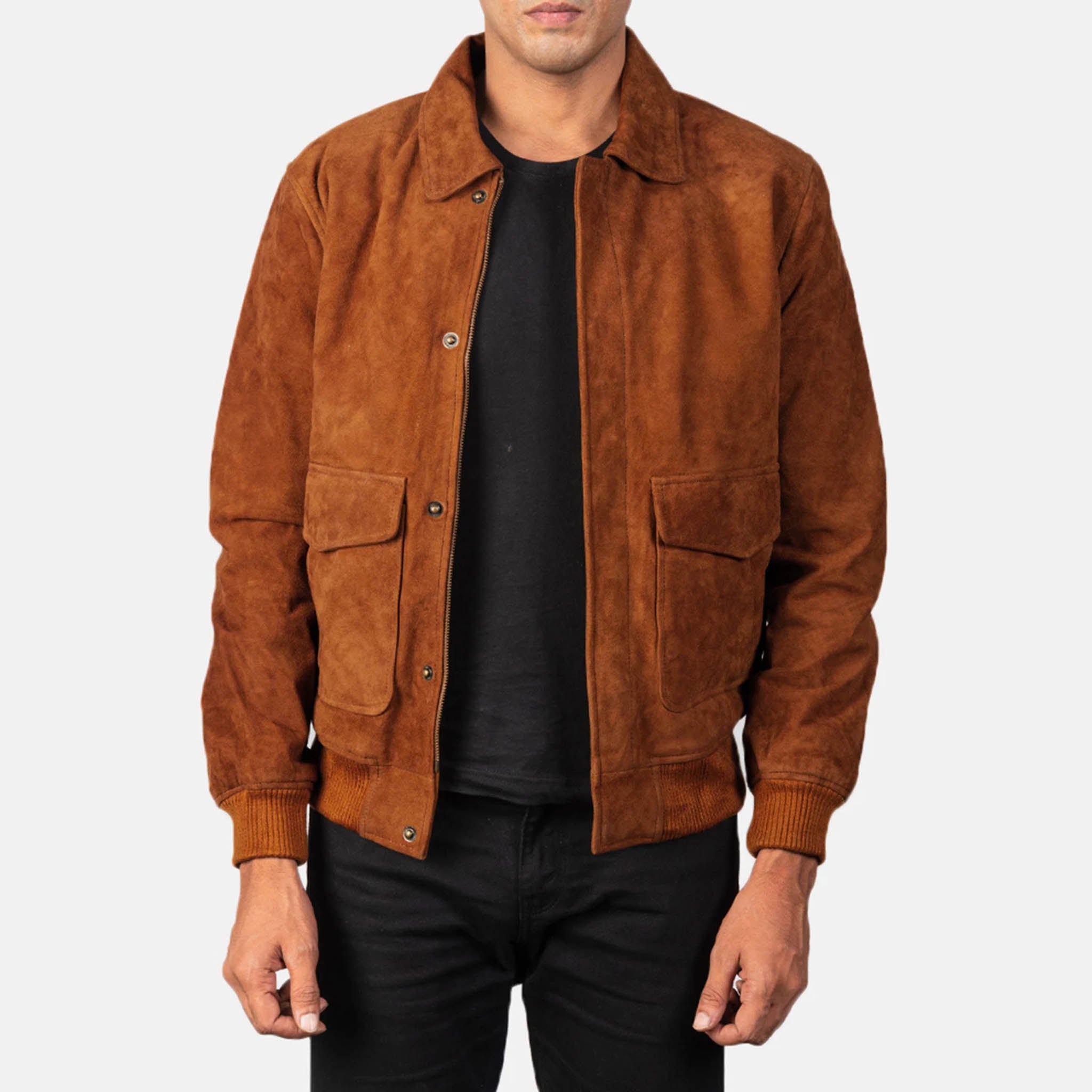 Lucas A2 Brown Leather Bomber Jacket for Men – Rugged & Stylish