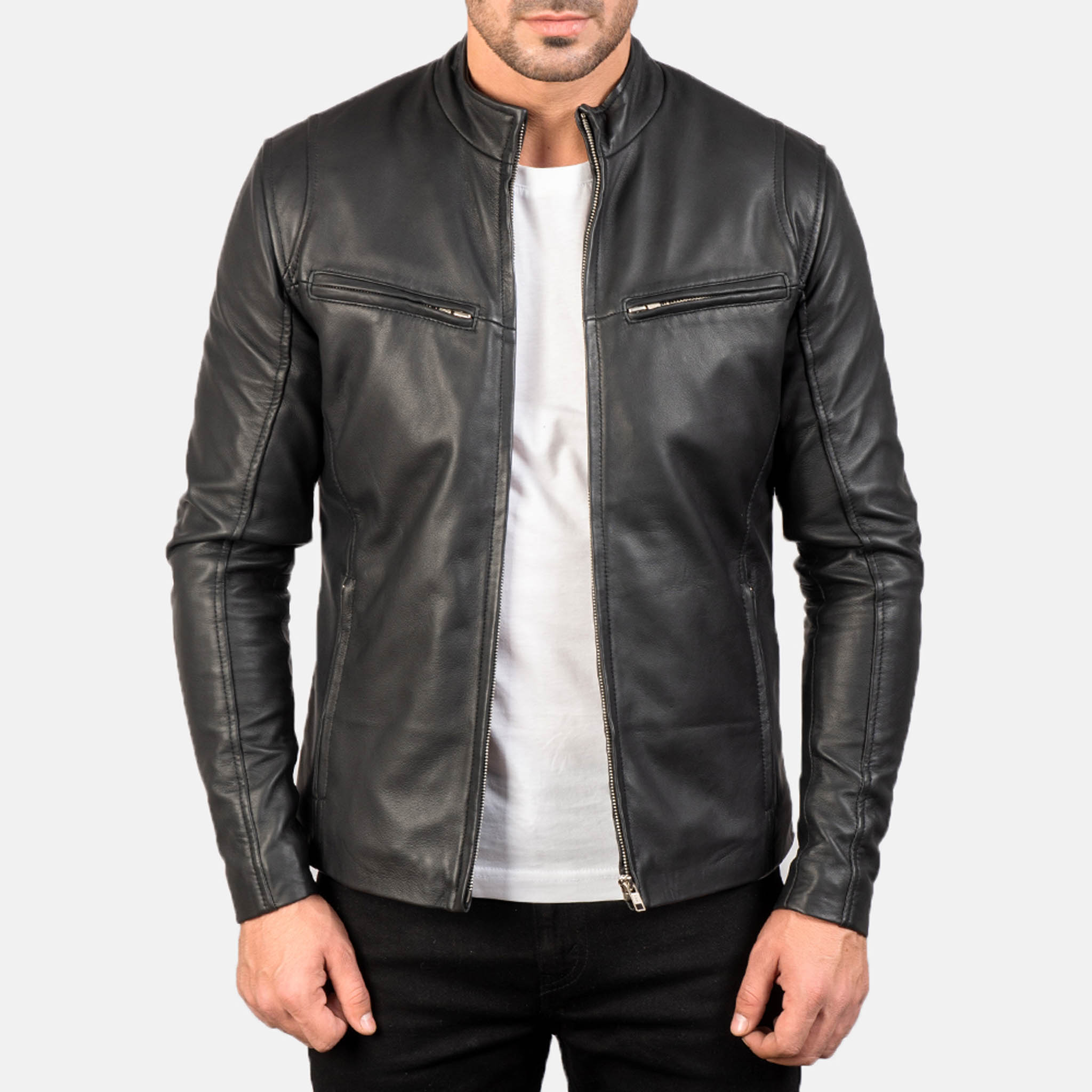 Elite Black Leather Biker Jacket - Premium Motorcycle Style