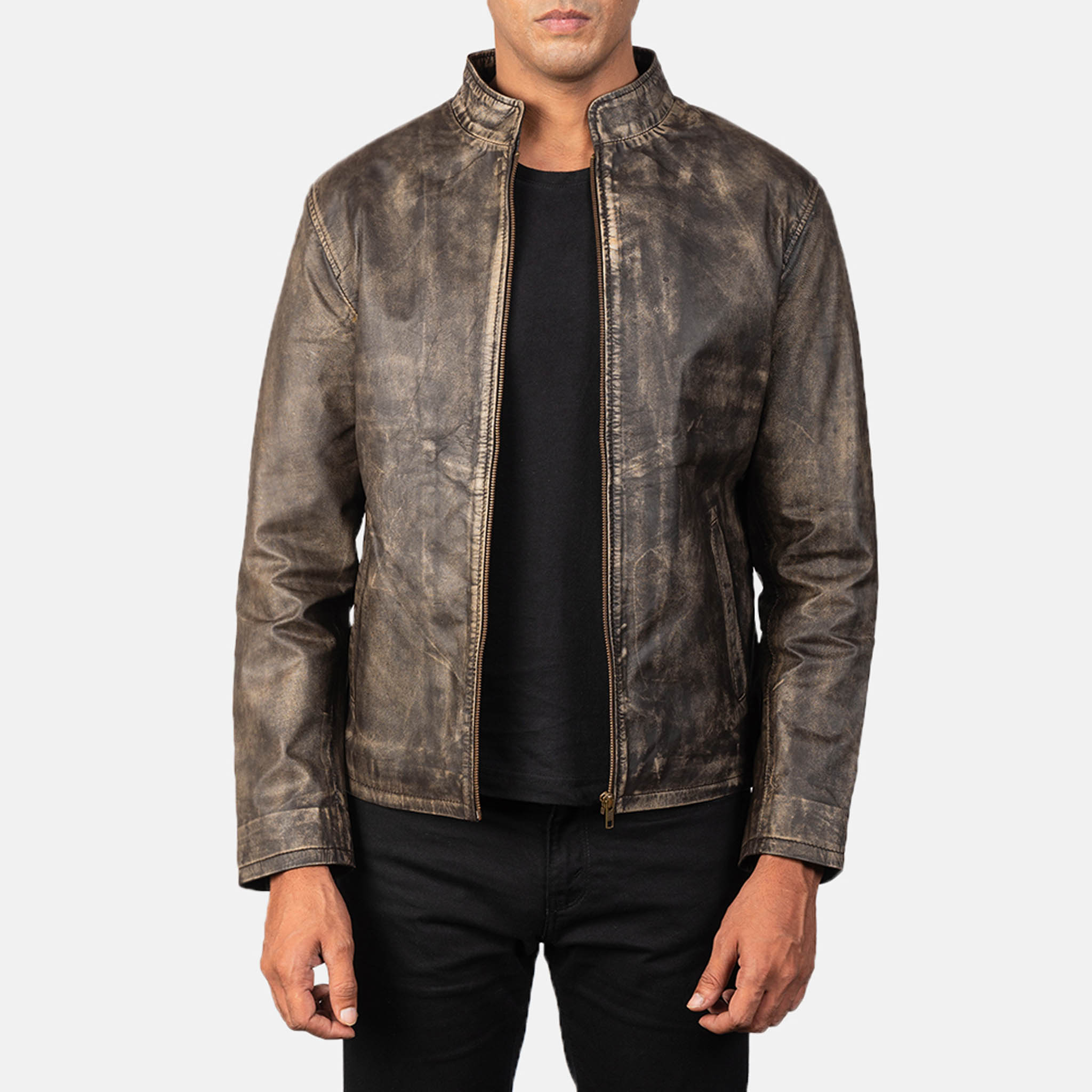 Alec Distressed Brown Leather Jacket – Timeless Vintage Look