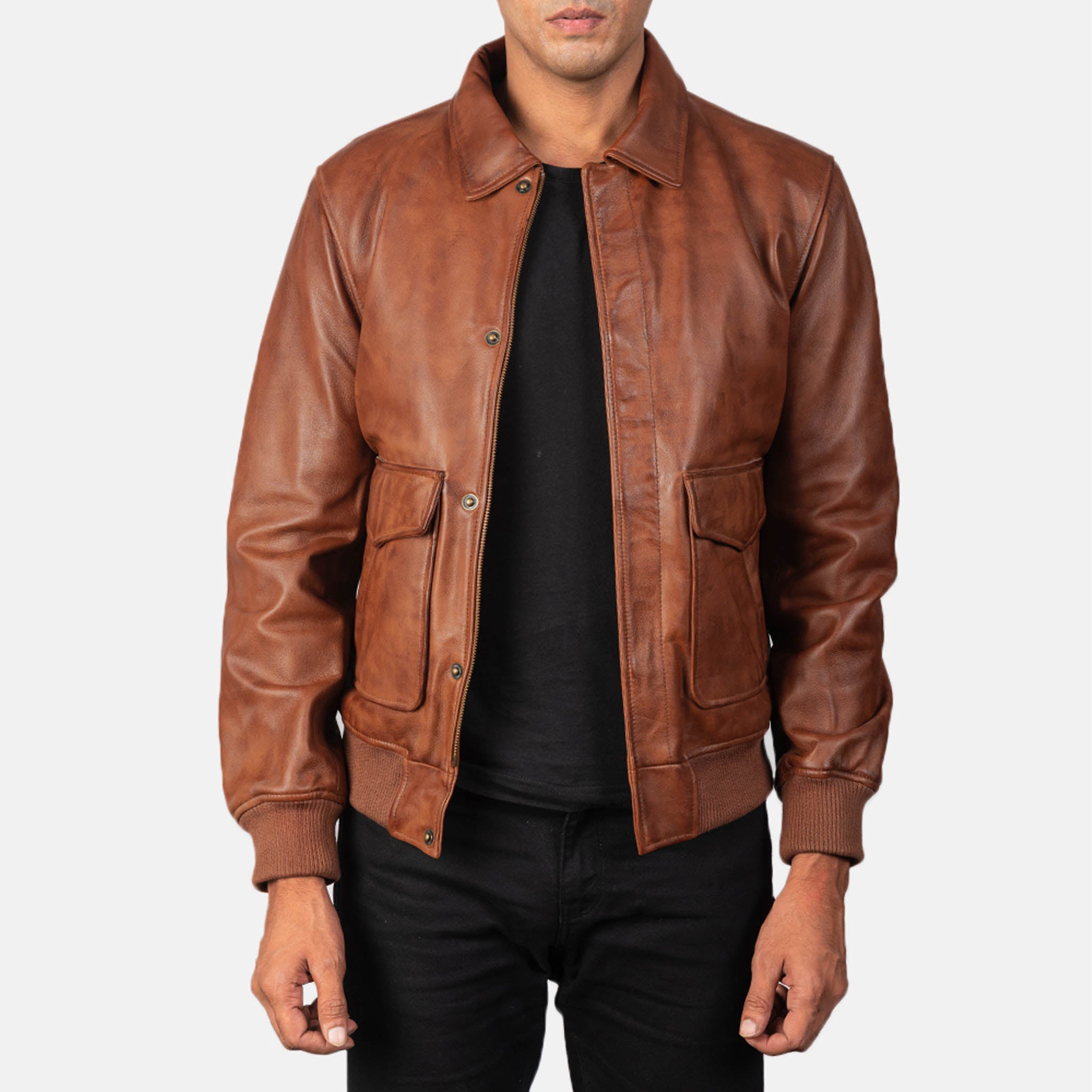 Lucas A2 Brown Leather Bomber Jacket – Men's Vintage Pilot Jacket