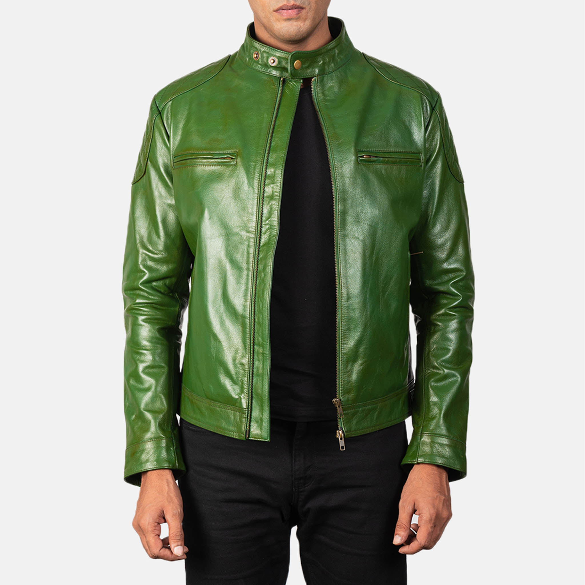 Sting Green Leather Biker Jacket – Stylish & Customizable for Unique Appeal