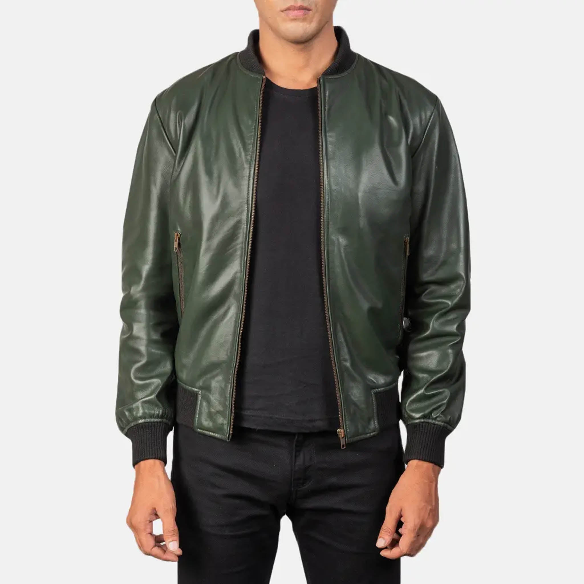 Rayne Green Leather Bomber Jacket – Perfect Blend of Style and Functionality