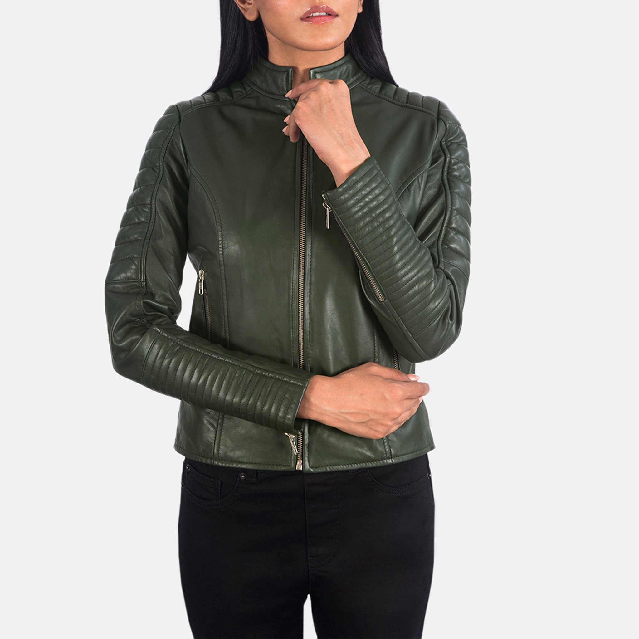 Madelyn Women's Quilted Leather Jacket - Classic Biker Motorcycle Style