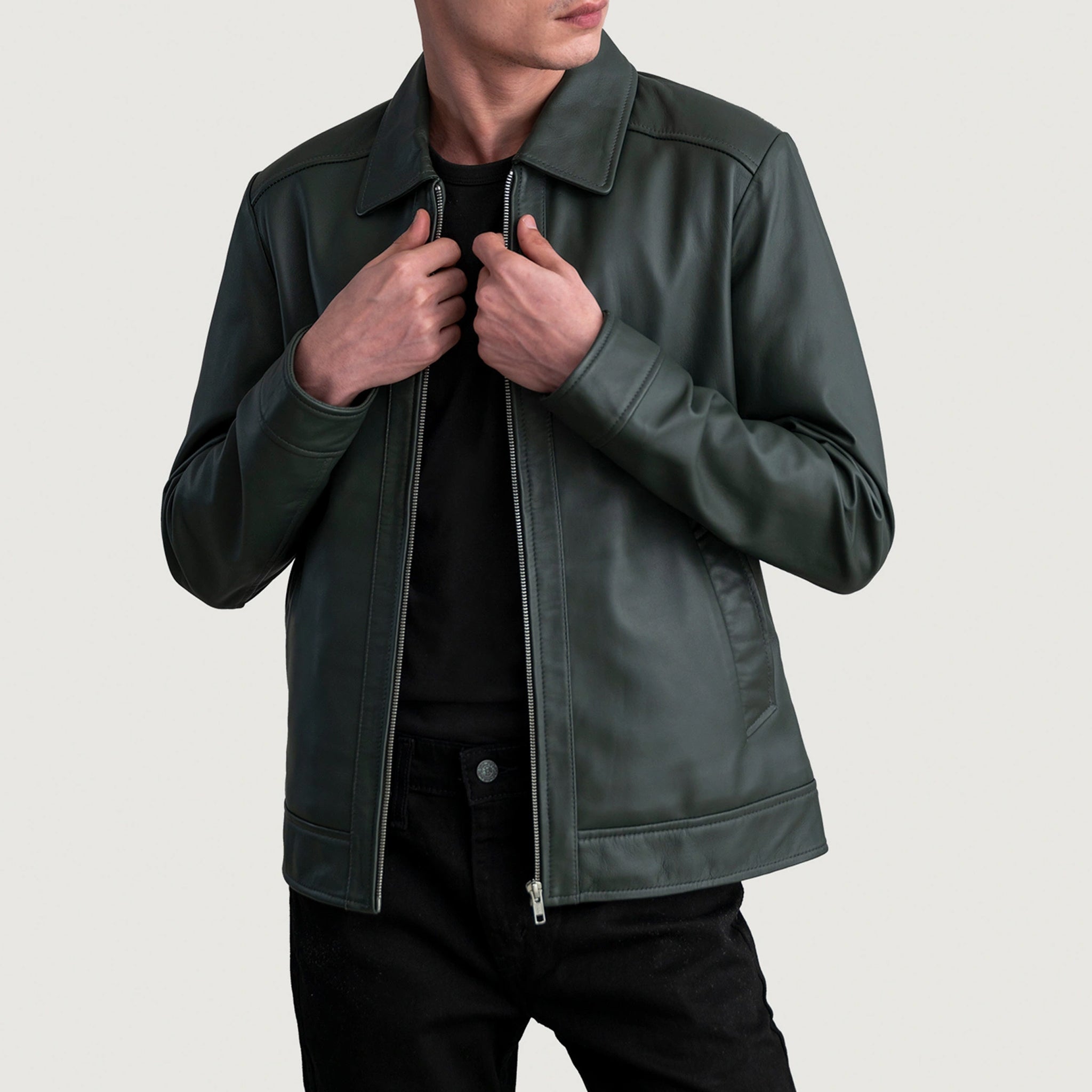 Infernos Green Leather Jacket - Classic Style Versatile Fashion