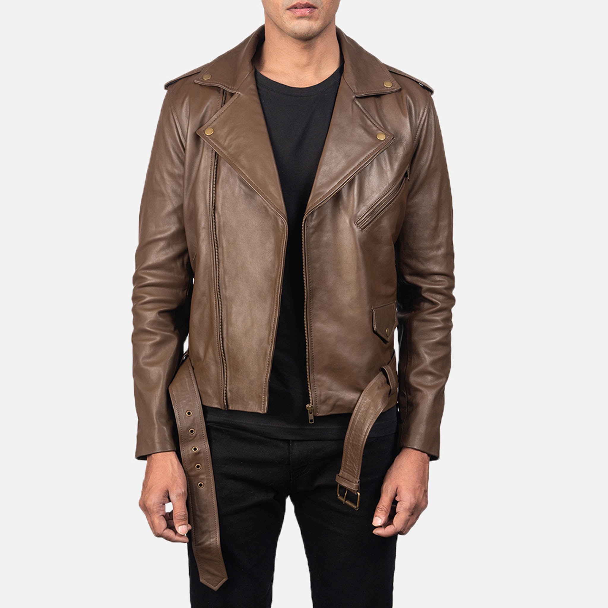 Legendary Brown Leather Biker Jacket – Premium Style for Riders