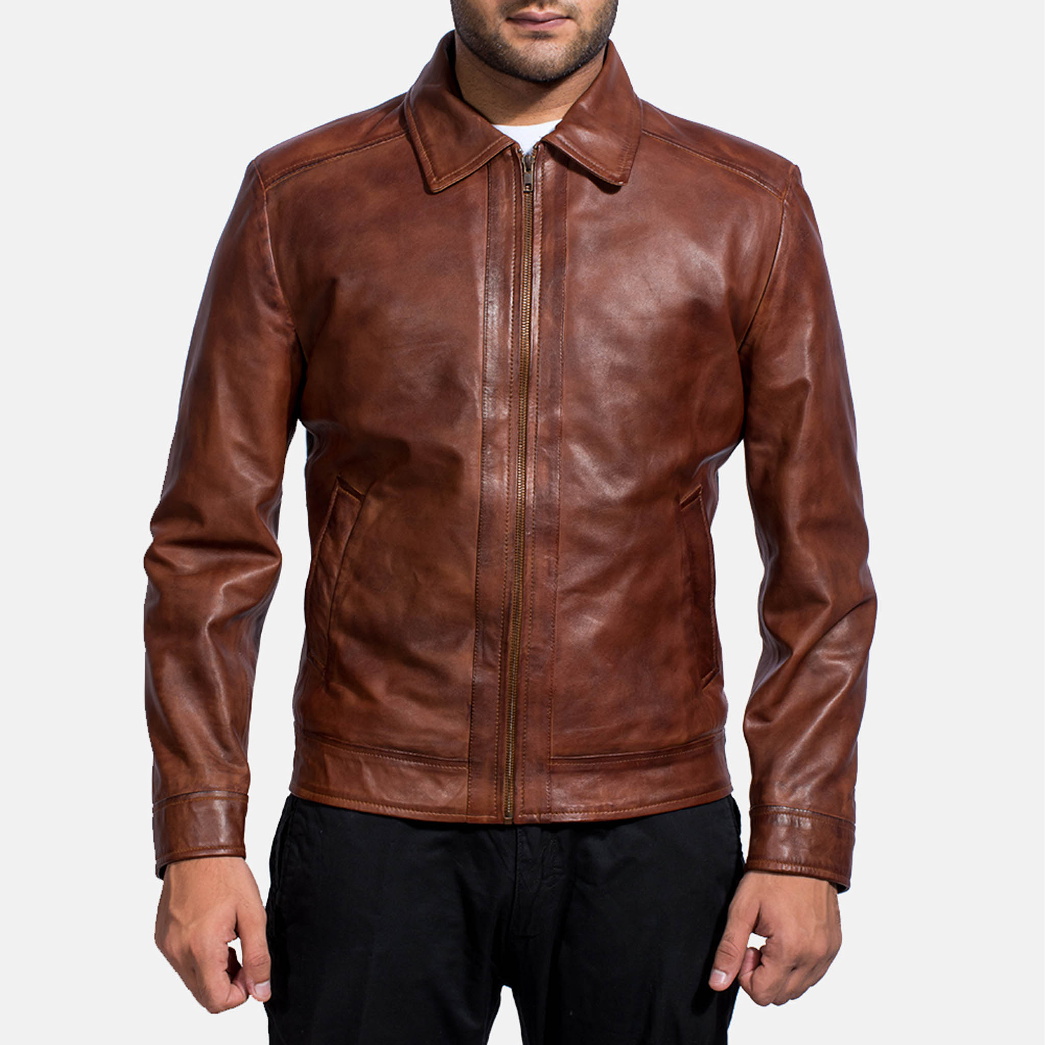 Infernos Men's Brown Leather Jacket - Classic Style Versatile Fashion