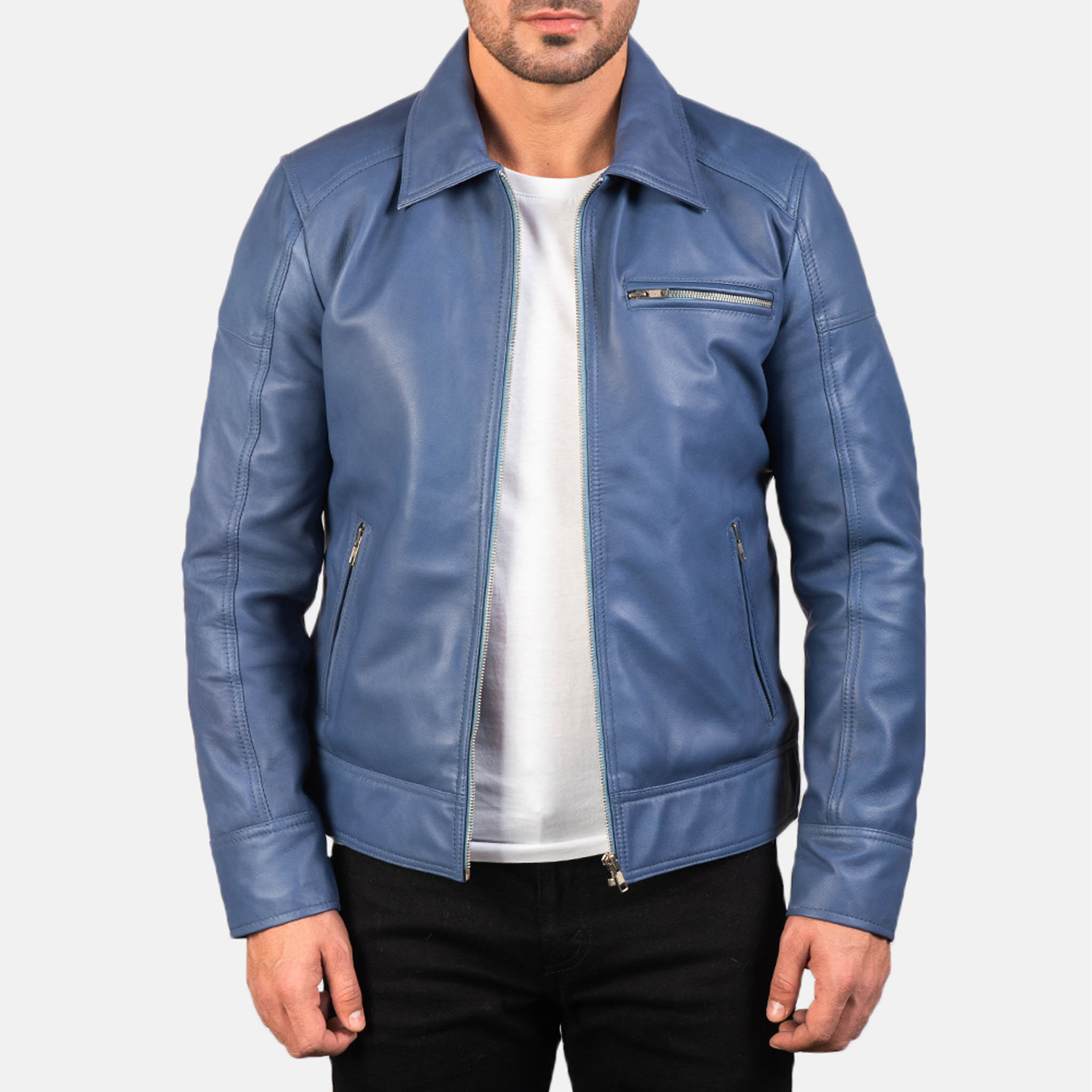 Aventra Blue Leather Jacket – Bikers Sleek and Trendy with a Fresh Twist