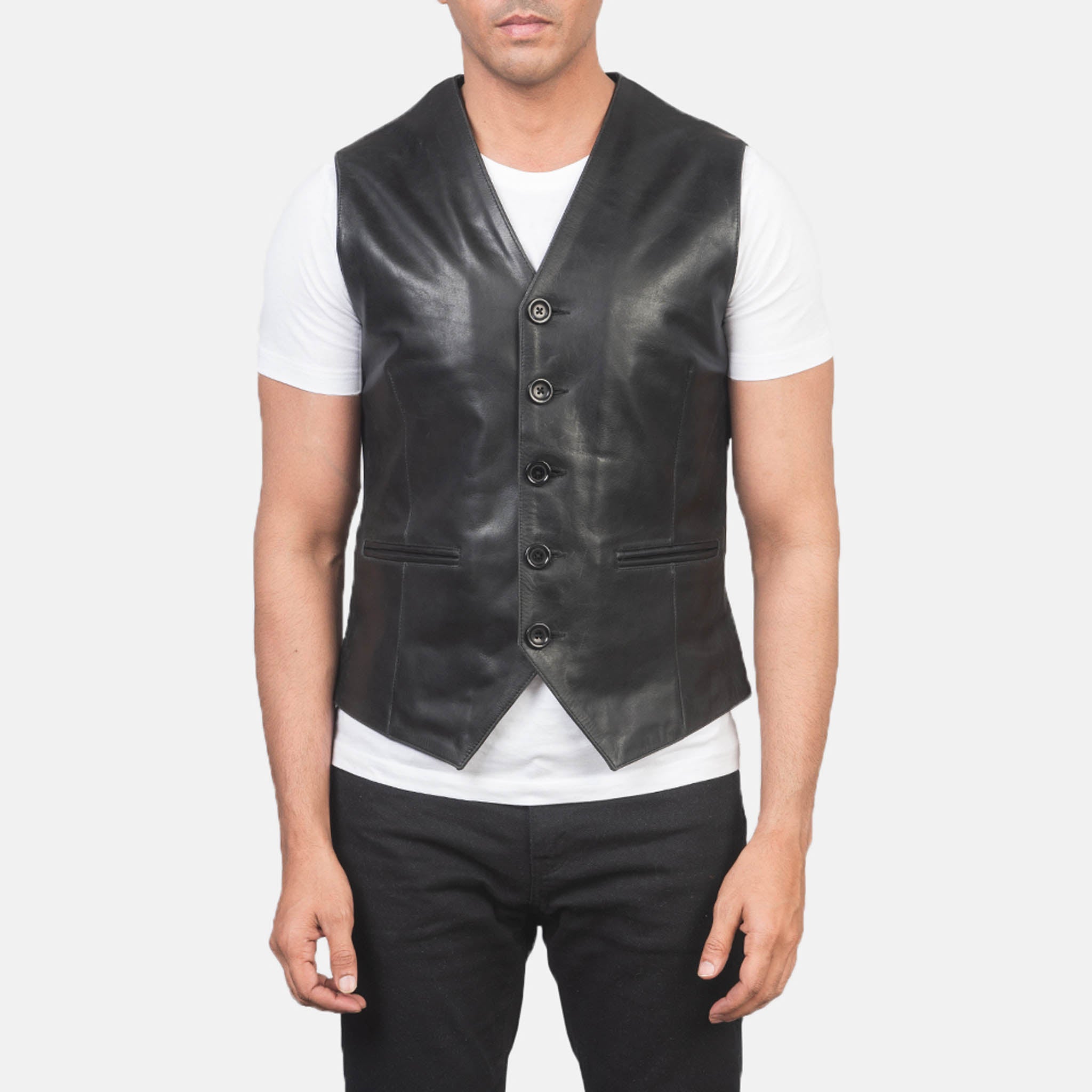 Eidan Men’s Black Biker Leather Vest – Iconic Motorcycle Apparel