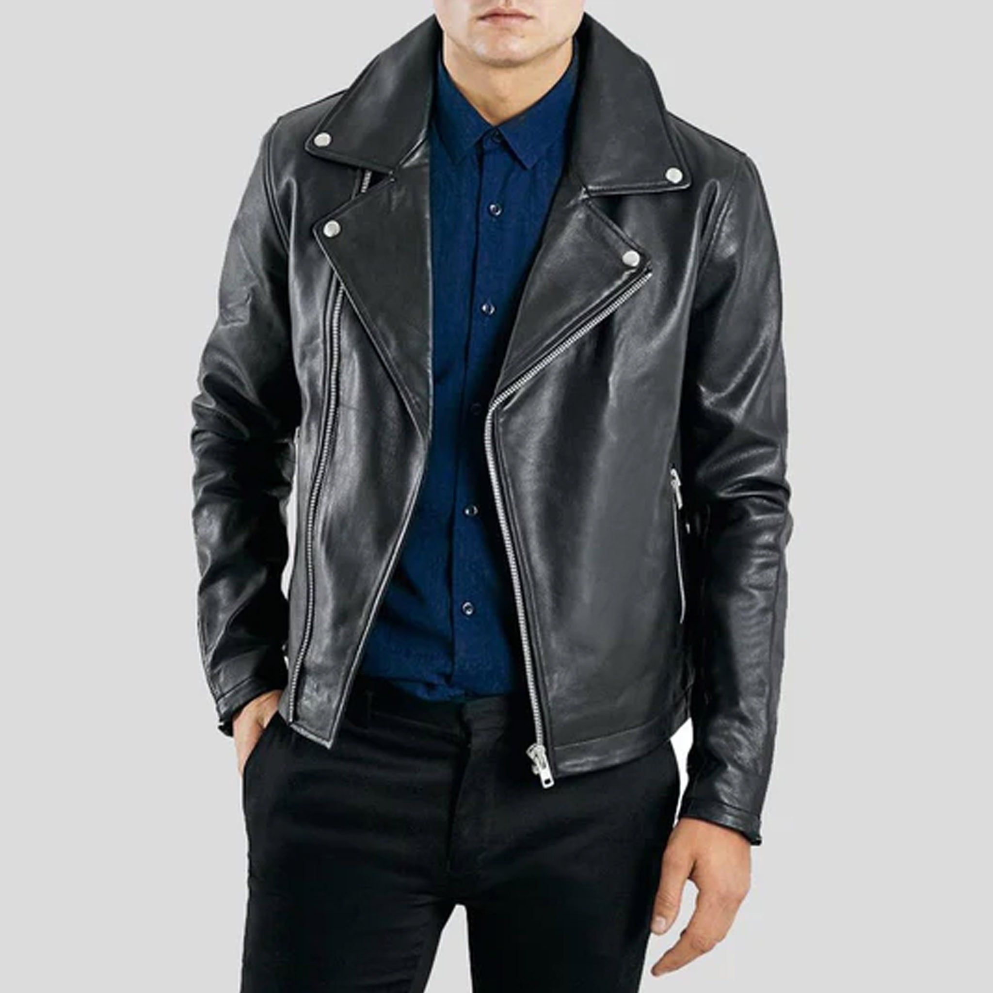 Camden Black Leather Biker Jacket