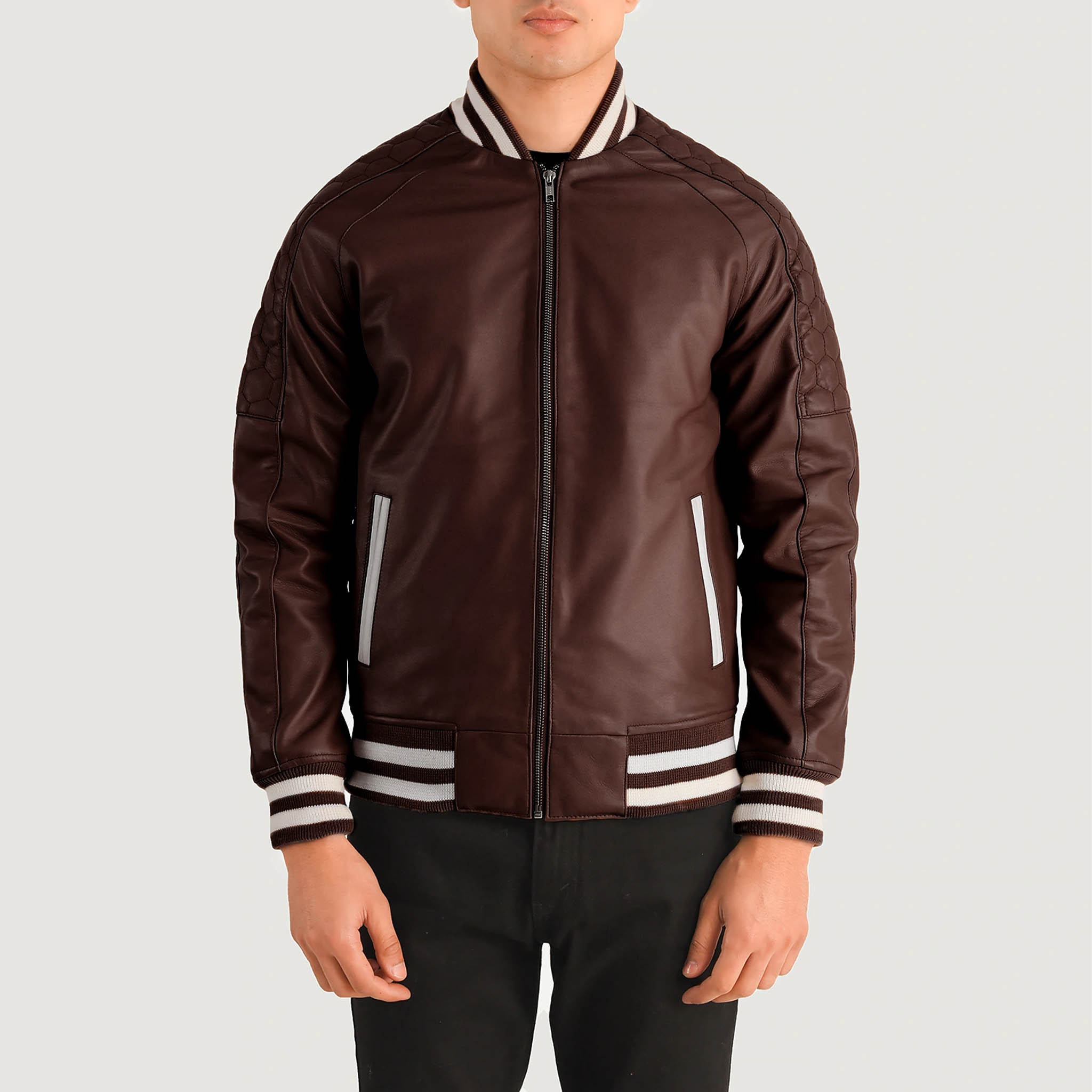 Felix Varsity Jacket in Genuine Maroon Leather – Perfect for Custom Embroidery