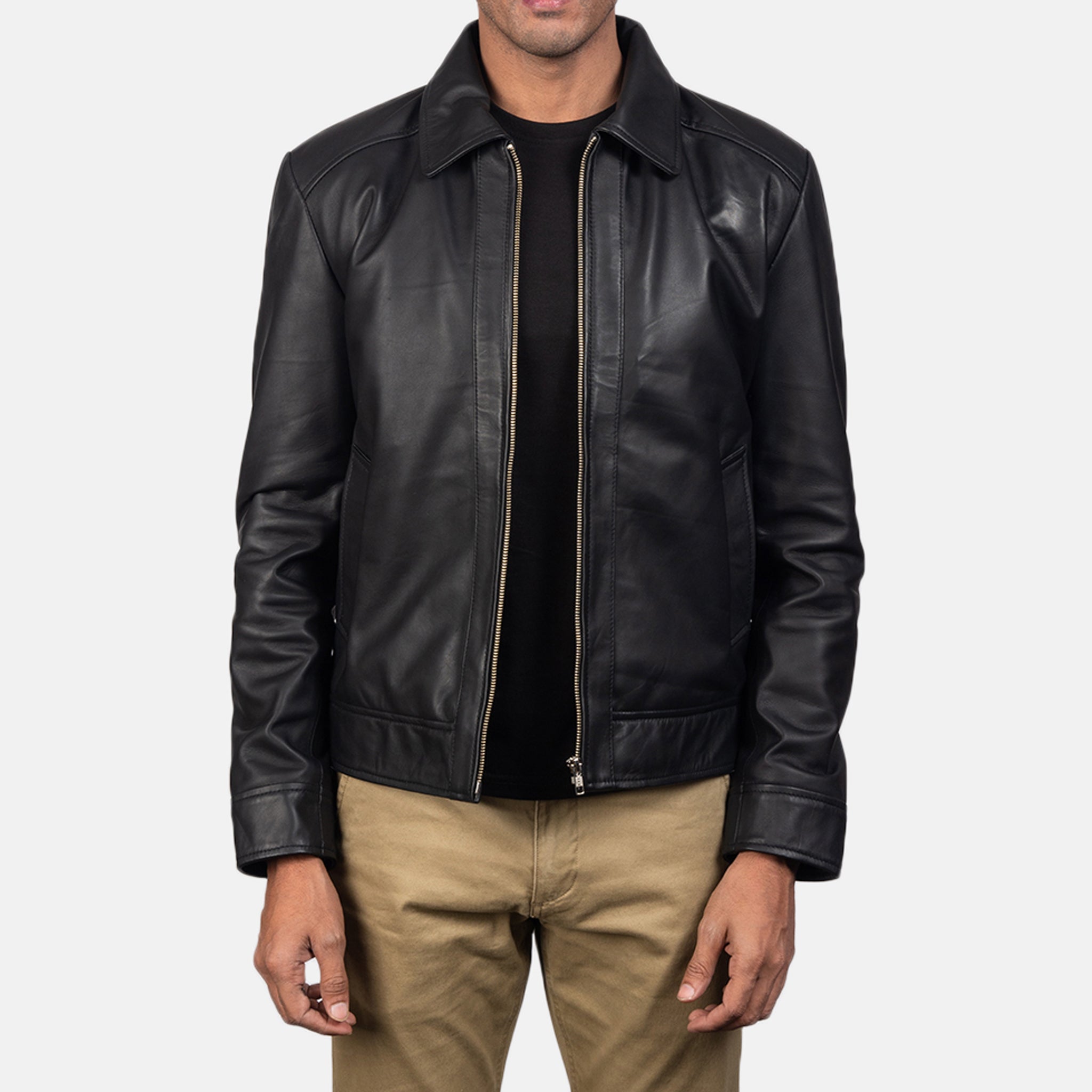 Infernos Men's Black Leather Jacket - Classic Style Versatile Fashion