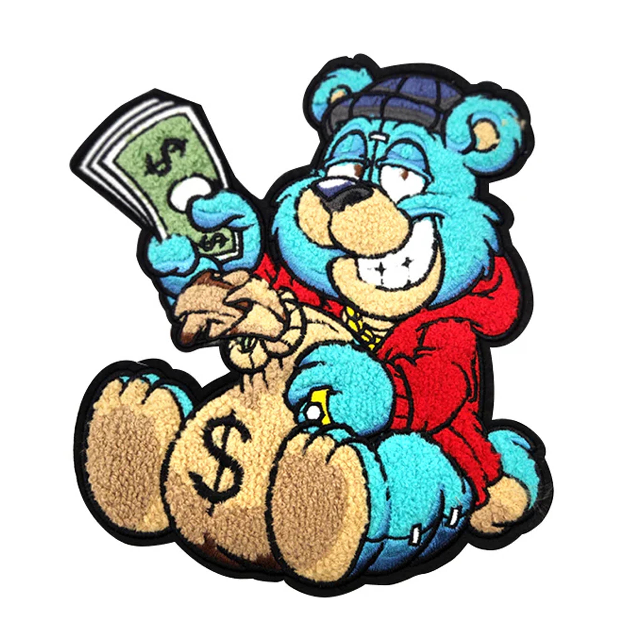 Money Hoodie Bear Chenille Patch - Hustle Design for Custom Apparel