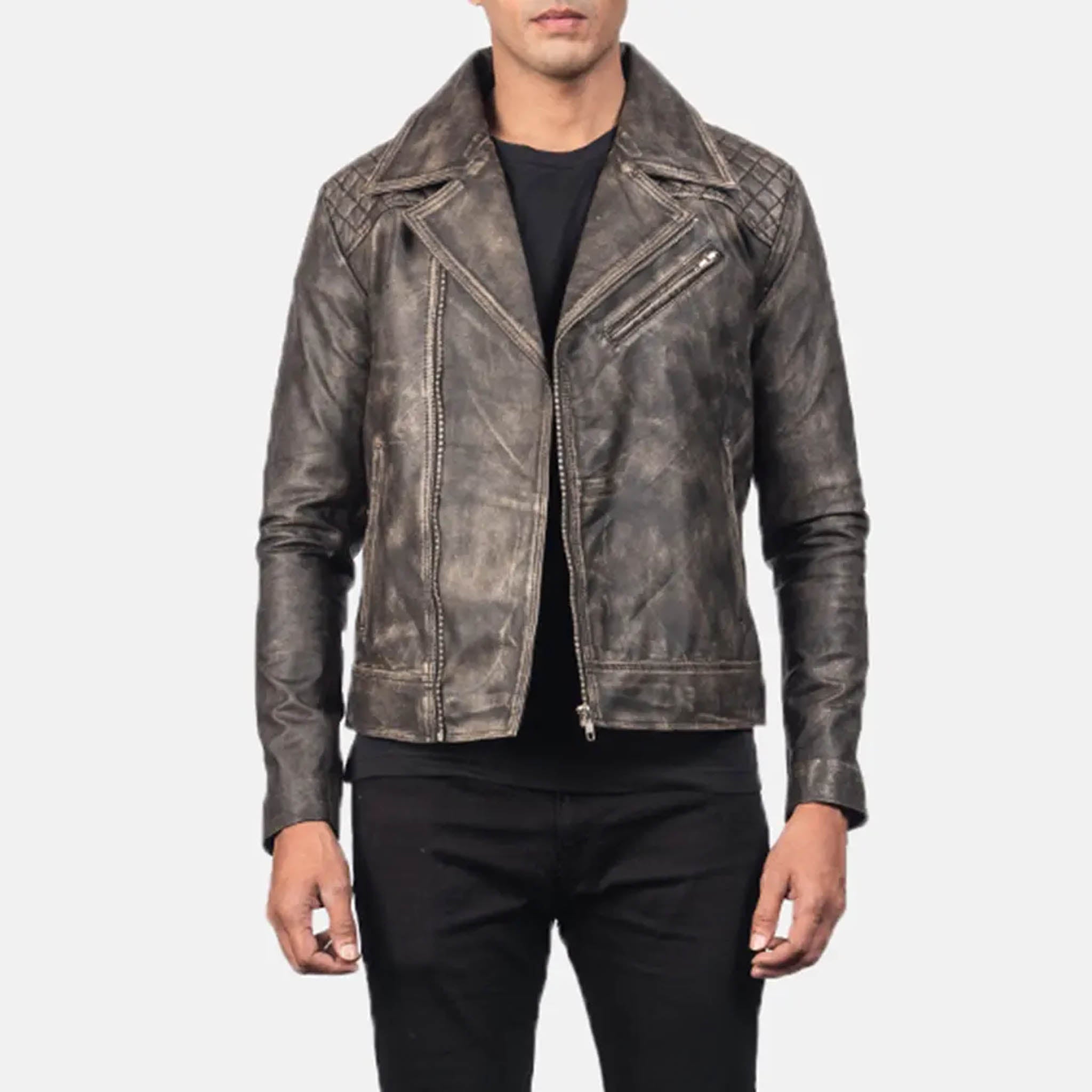 Legacy Quilted Brown Leather Jacket – Bold Biker Style with Quilted