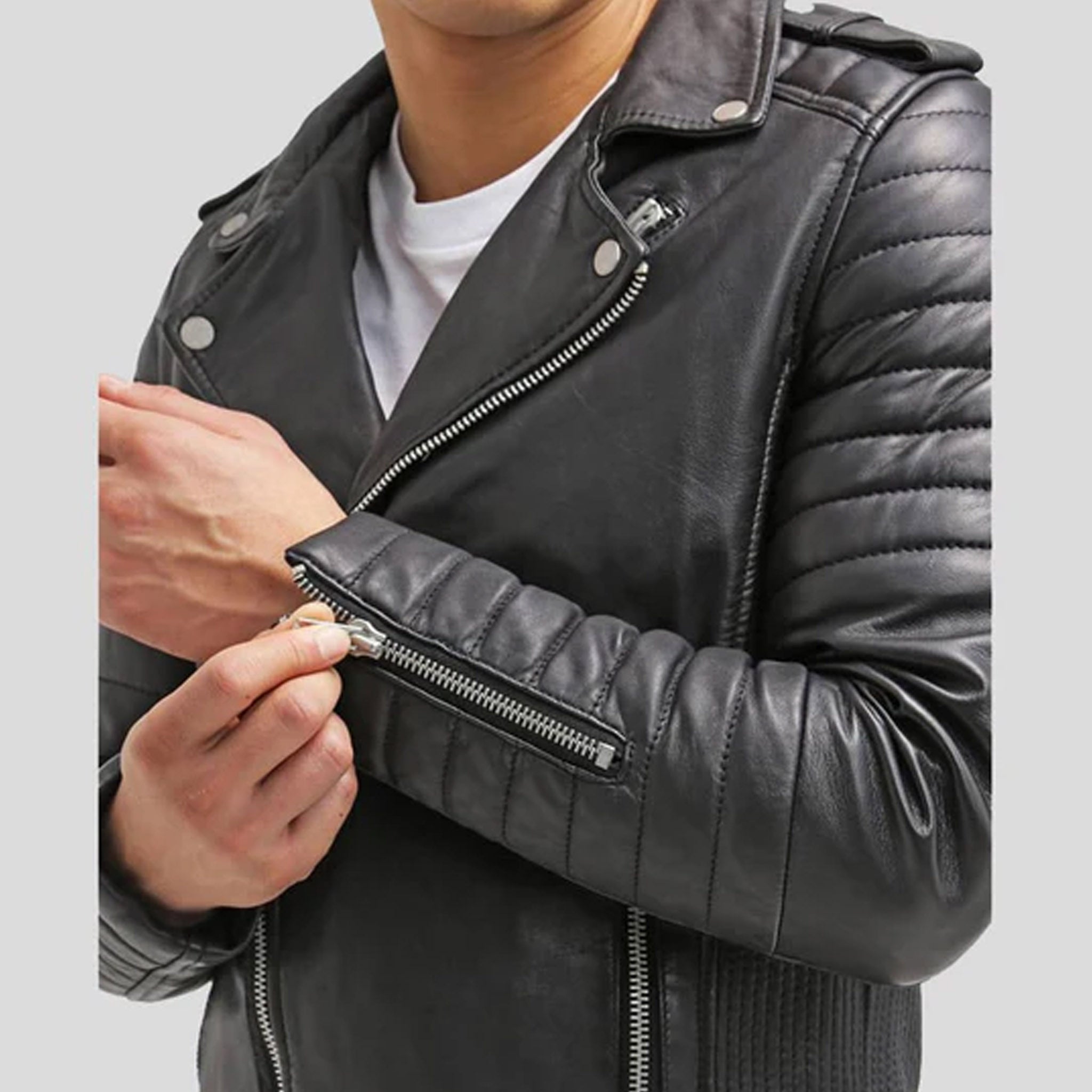 Cade Black Slim Fit Biker Leather Jacket