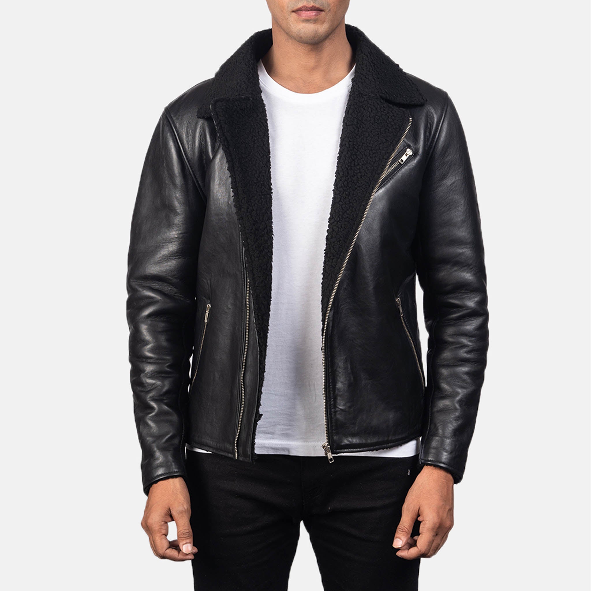 Albero Shearling Black Leather Jacket – Luxurious Comfort, Customizable