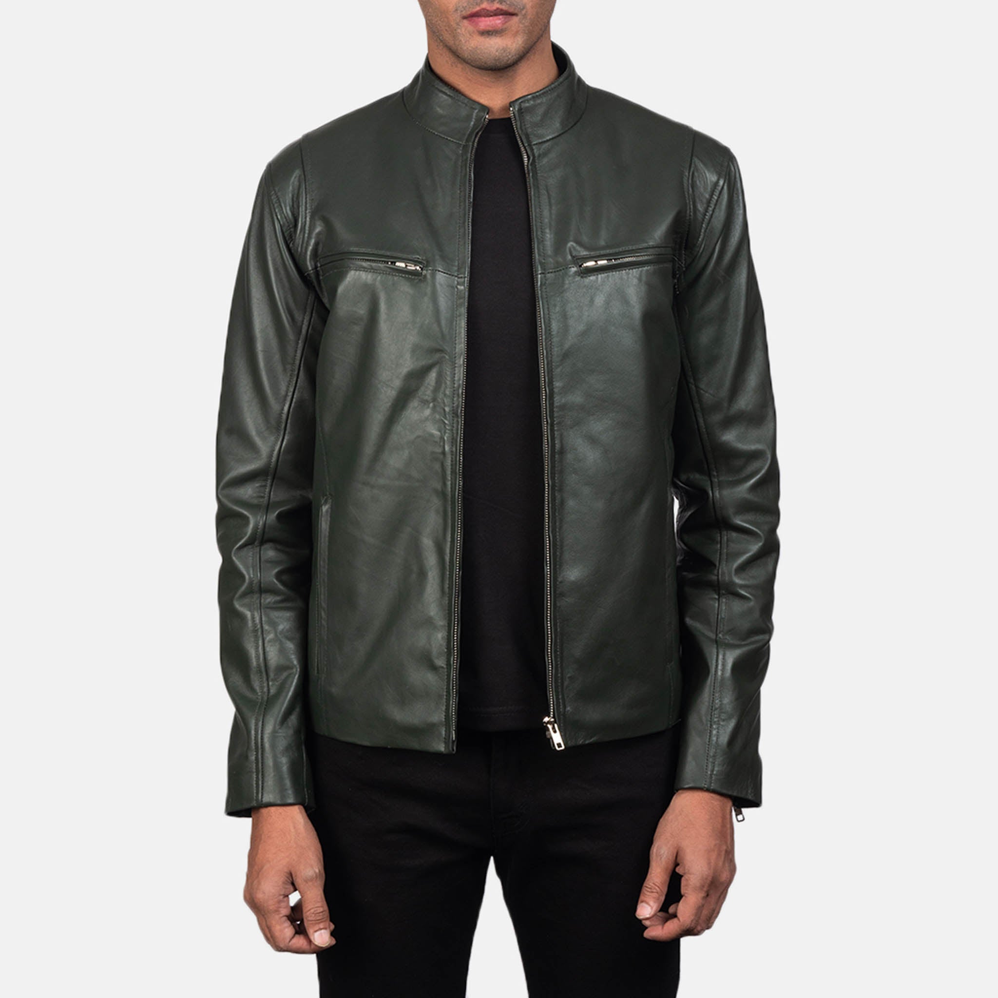 Elite Green Leather Biker Jacket - Premium Motorcycle Style