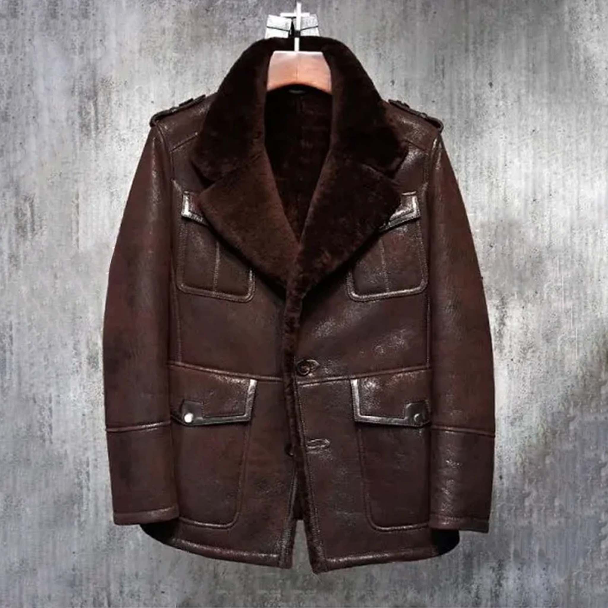 Drakn Men's B3 Pilot Jacket - Sheepskin Aviator Bomber Leather Style