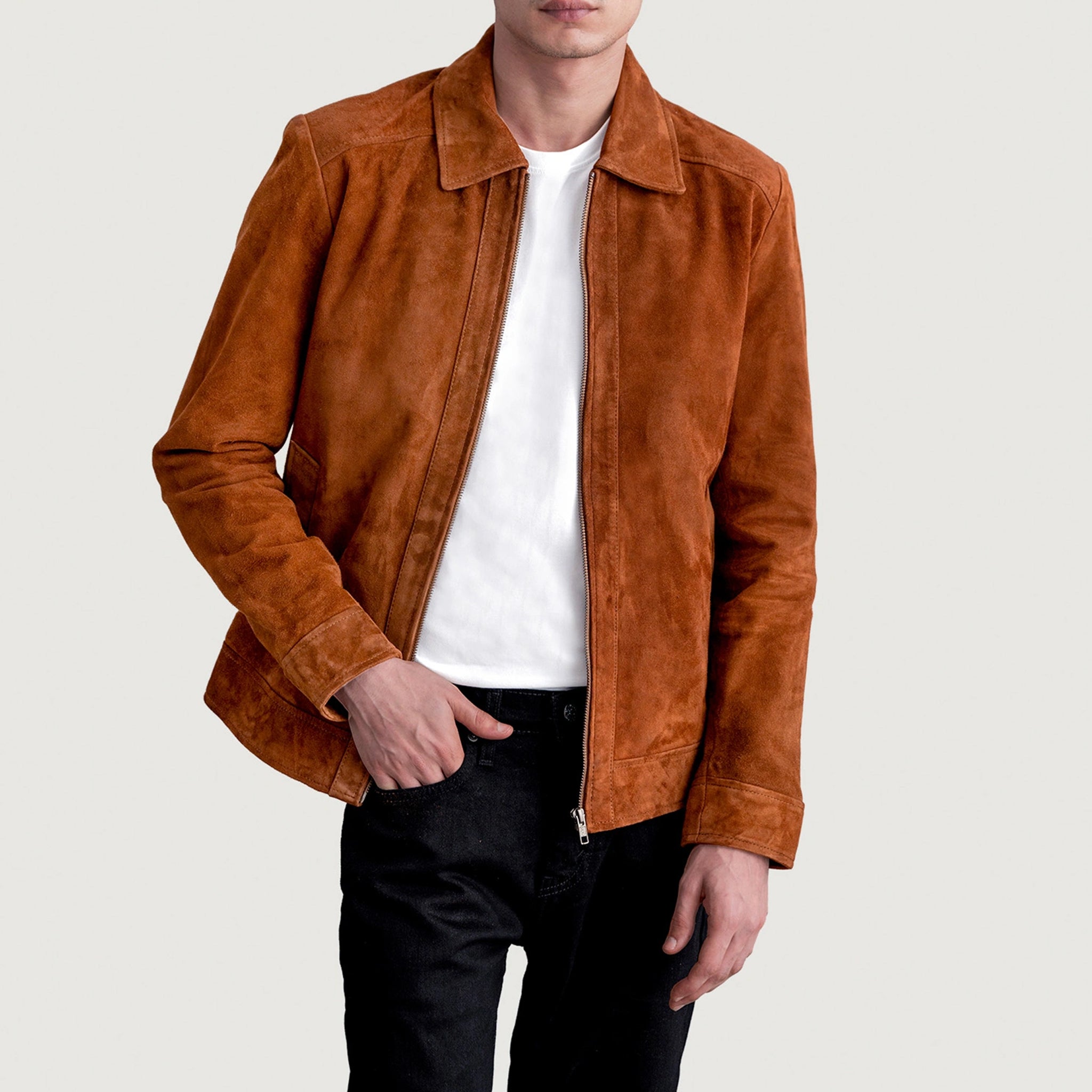 Infernos Tan Suede Leather Jacket - Classic Style Versatile Fashion