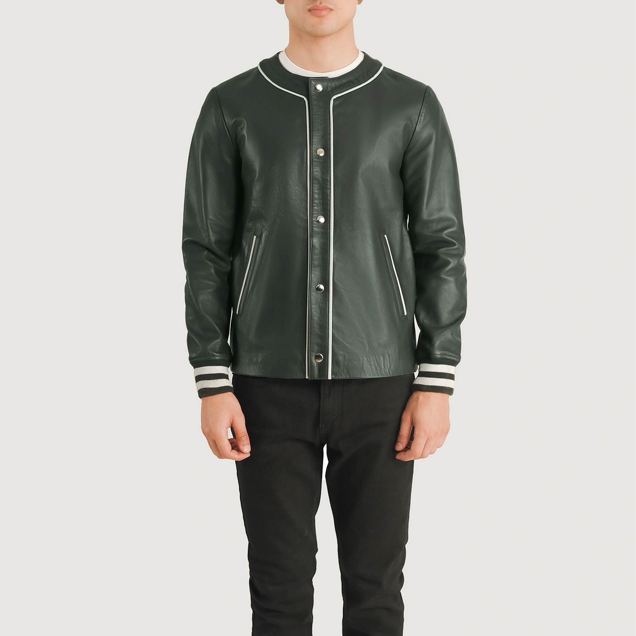 Wesley Green Leather Varsity Jacket – Premium Customizable Edition