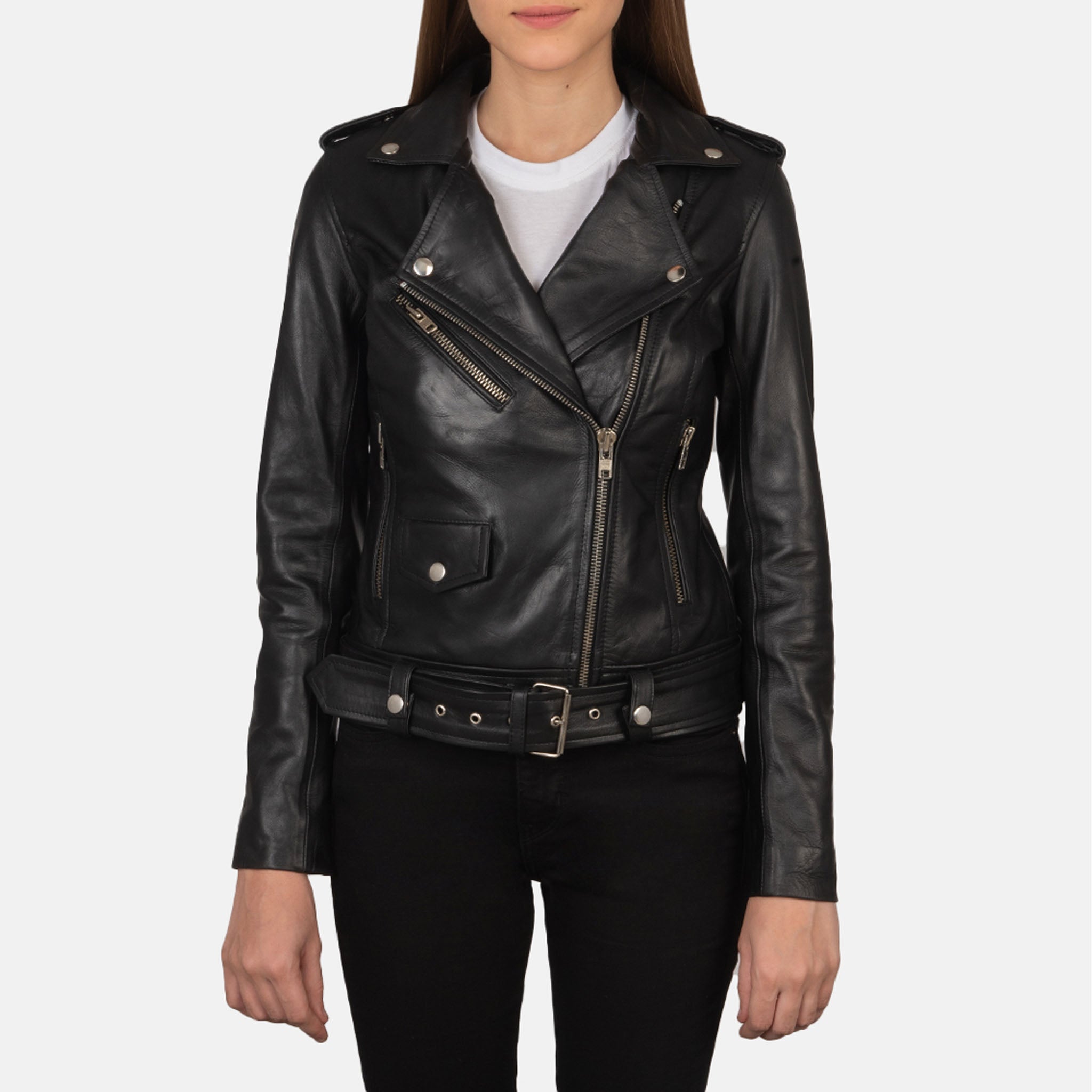 Alice Black Leather Biker Jacket - Women's Premium Motorcycle Style