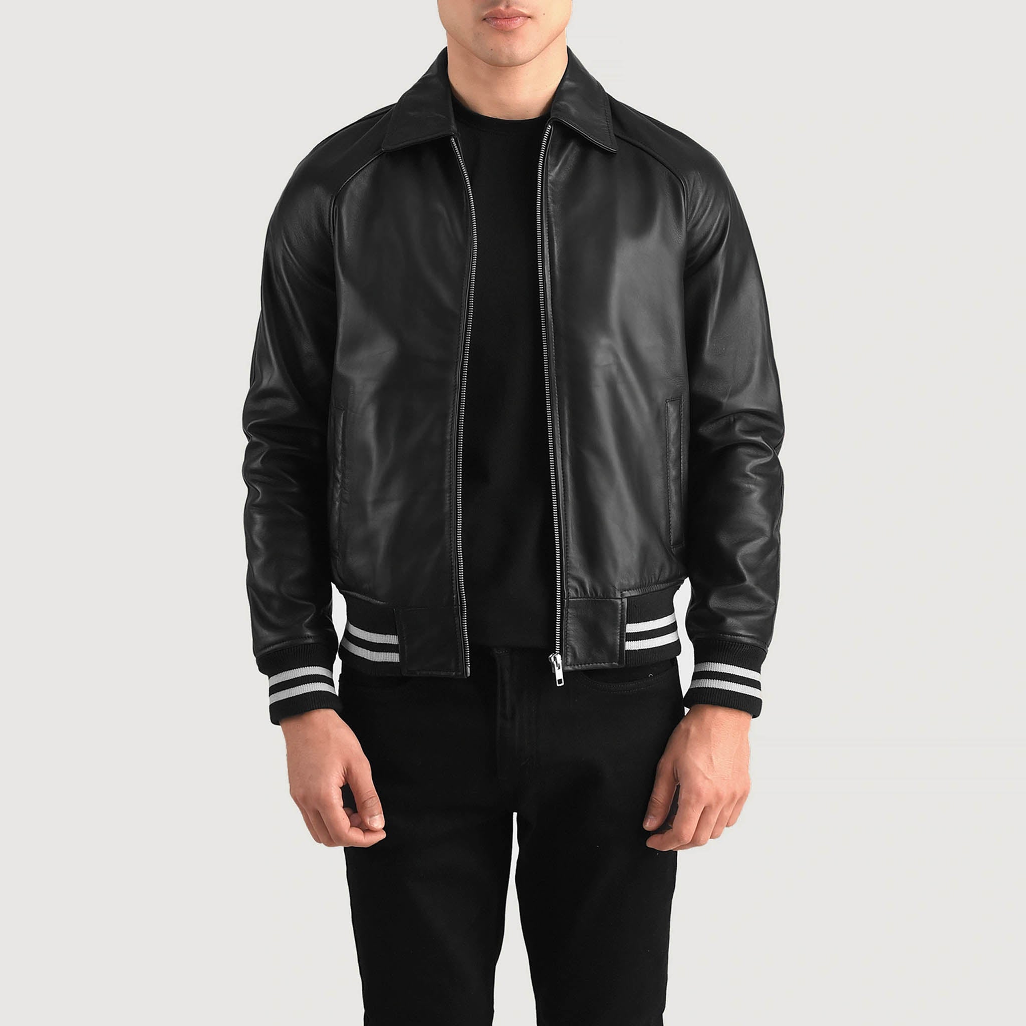 Abelard Black Leather Varsity Jacket – Timeless Classic Style