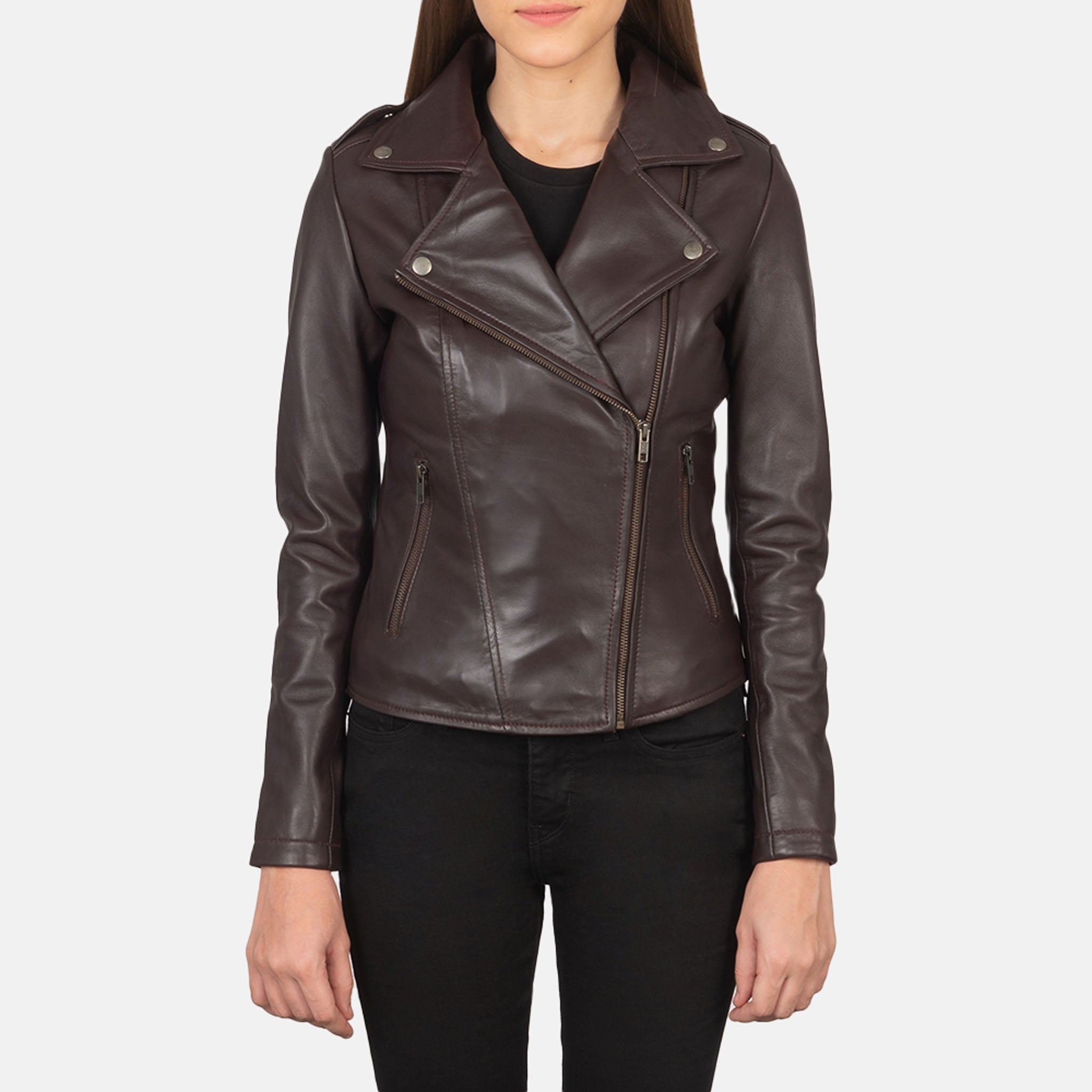 Glare Leather Biker Jacket - Women's Stylish Motorcycle Jacket